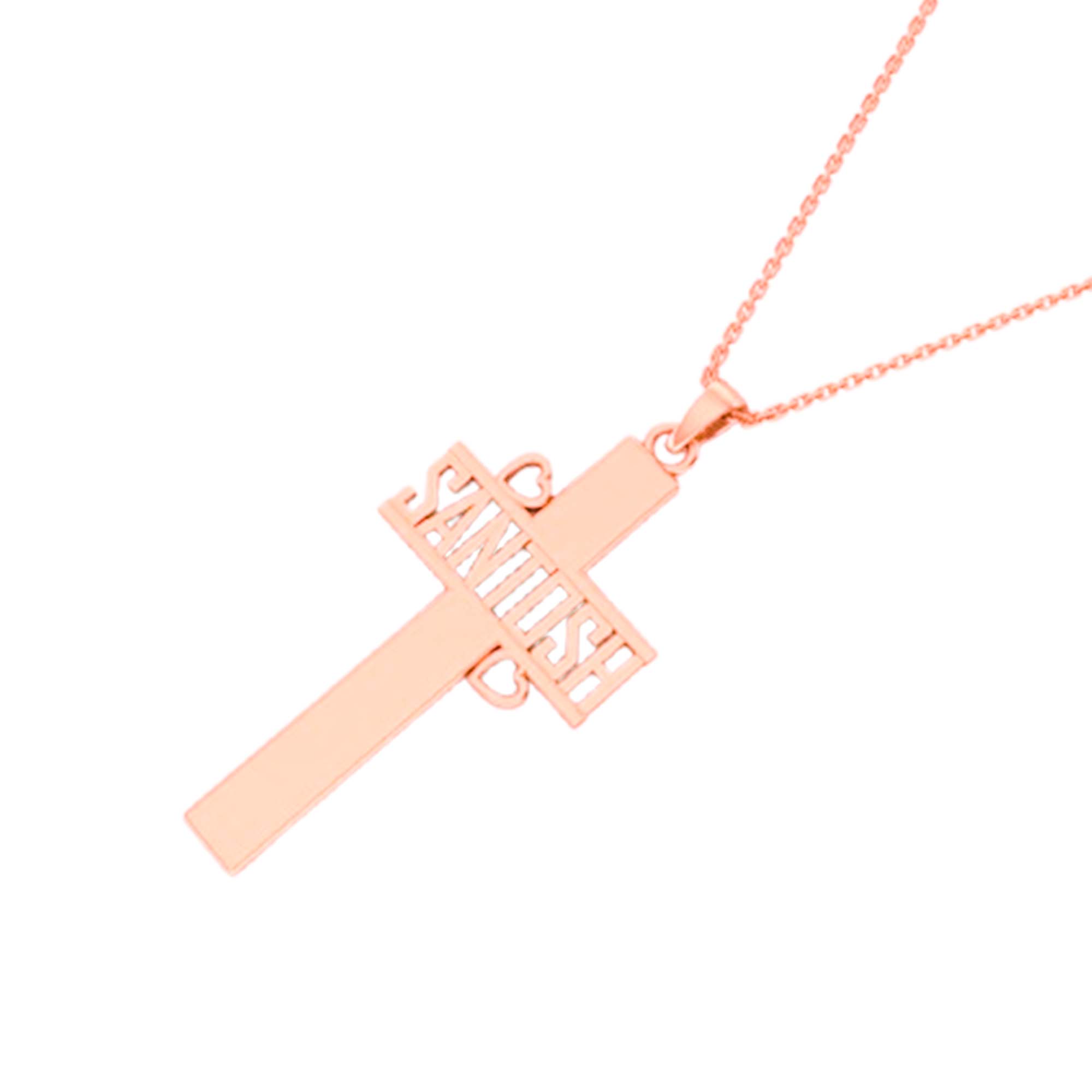 RKC 14k Gold Plated Cross Pendant Including Your Name Idea Charm Religion Pendant Weight 5 gm And Length 40MM