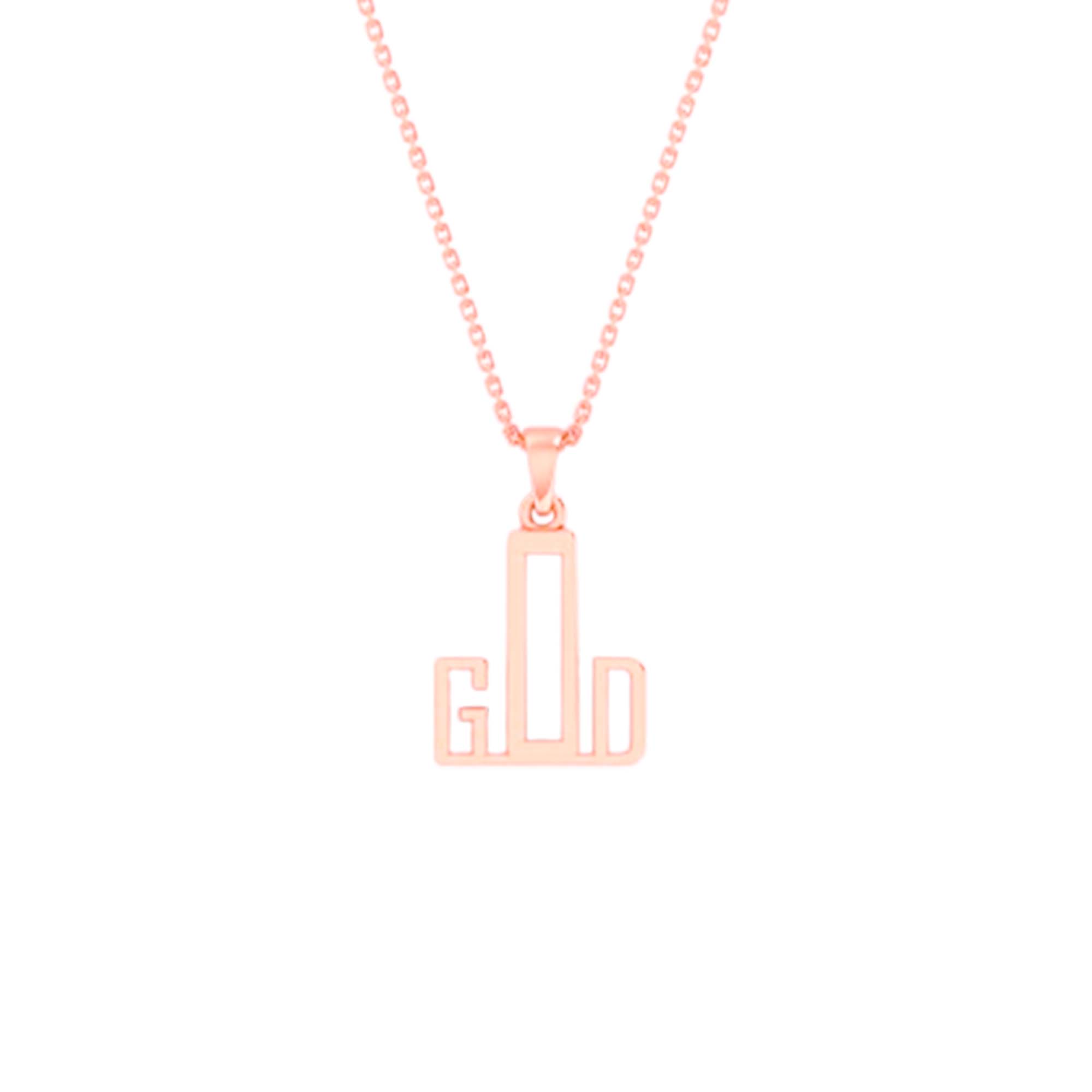 RKC GOD Initial Name 14k Yellow/Rose/White Gold Plated Pendant Necklace Weight 3.5 Gm And Length 22mm