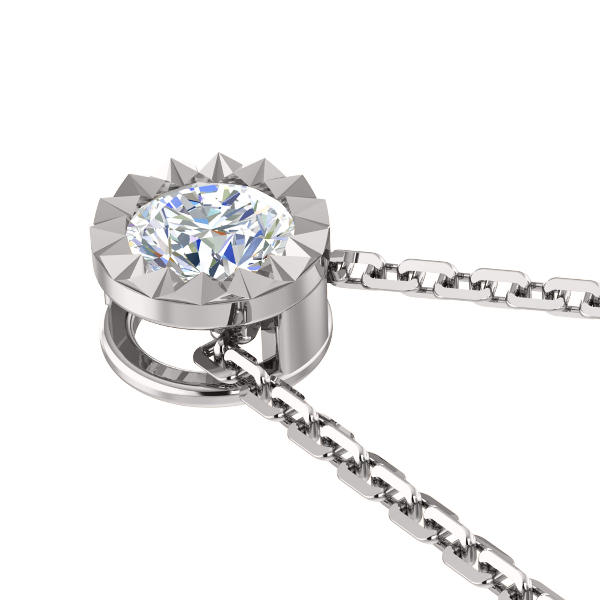 RKC 0.50Ct मॉइसॅनाइट सॉलिटेअर पेंडंट 925 चांदीचे दागिने 14K व्हाइट गोल्ड प्लेटेड Wt 2.60 gm