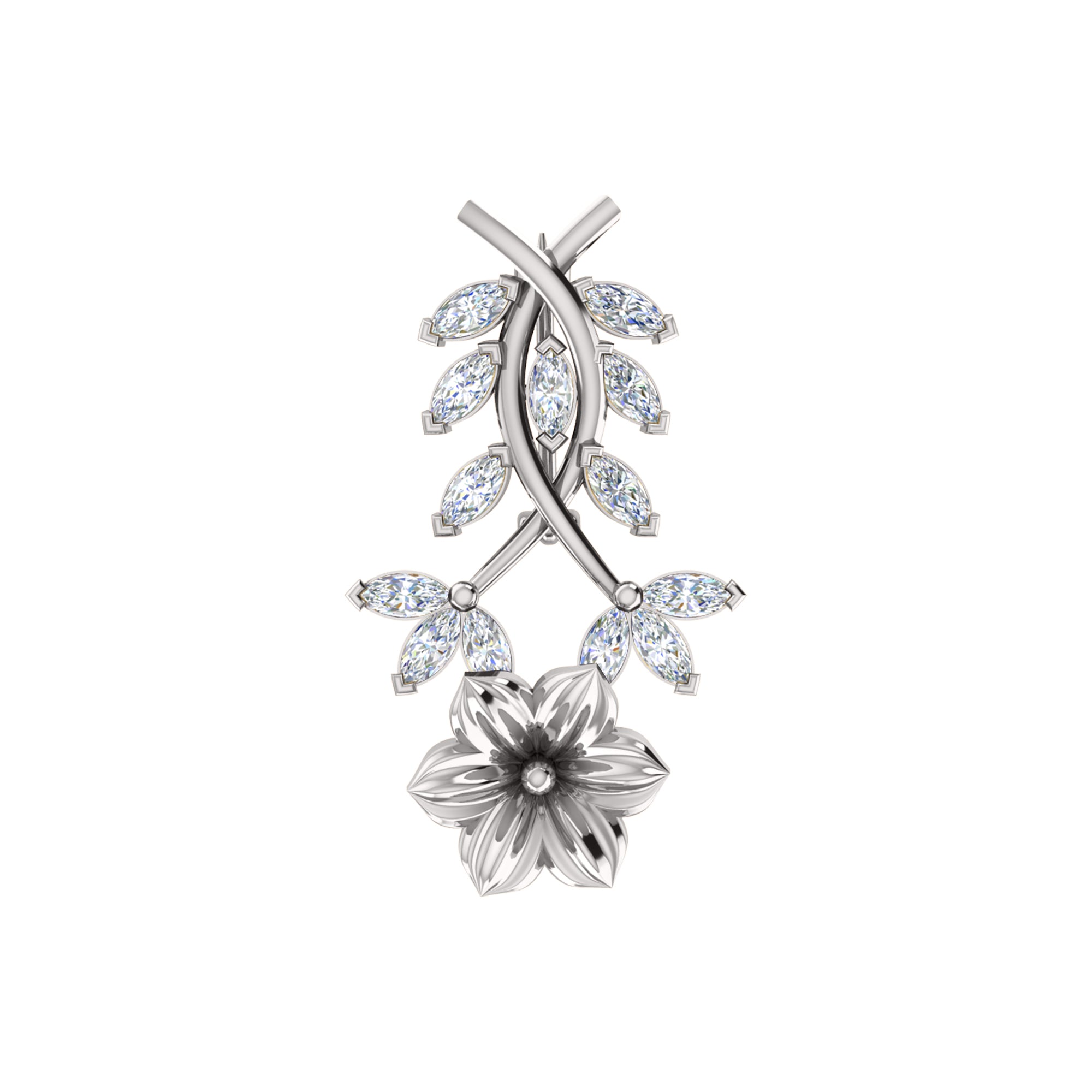 RKC Moissanite 925 Sterling Silve Brooch 14K Rose Gold Plated Product Wt 1.60 GM Height 22.00 MM