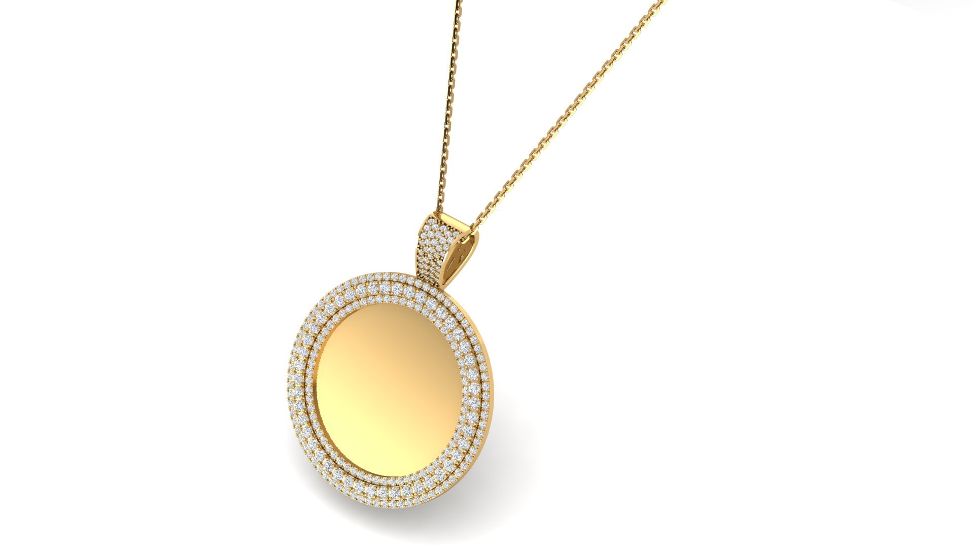 RKC Certified Moissanite Photo Memory Pendant Necklace 14k Yellow Gold Plated 925 Silver