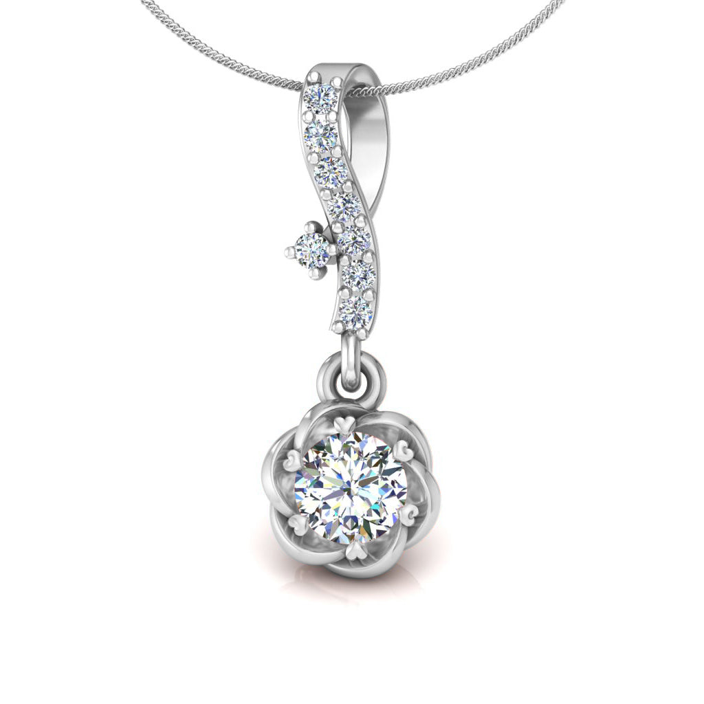 RKC 925 Sterling Silver Flower Drop 0,35 Ct moissanite medál 14K kéttónusú aranyozott súly 2,8 g magasság 18 mm