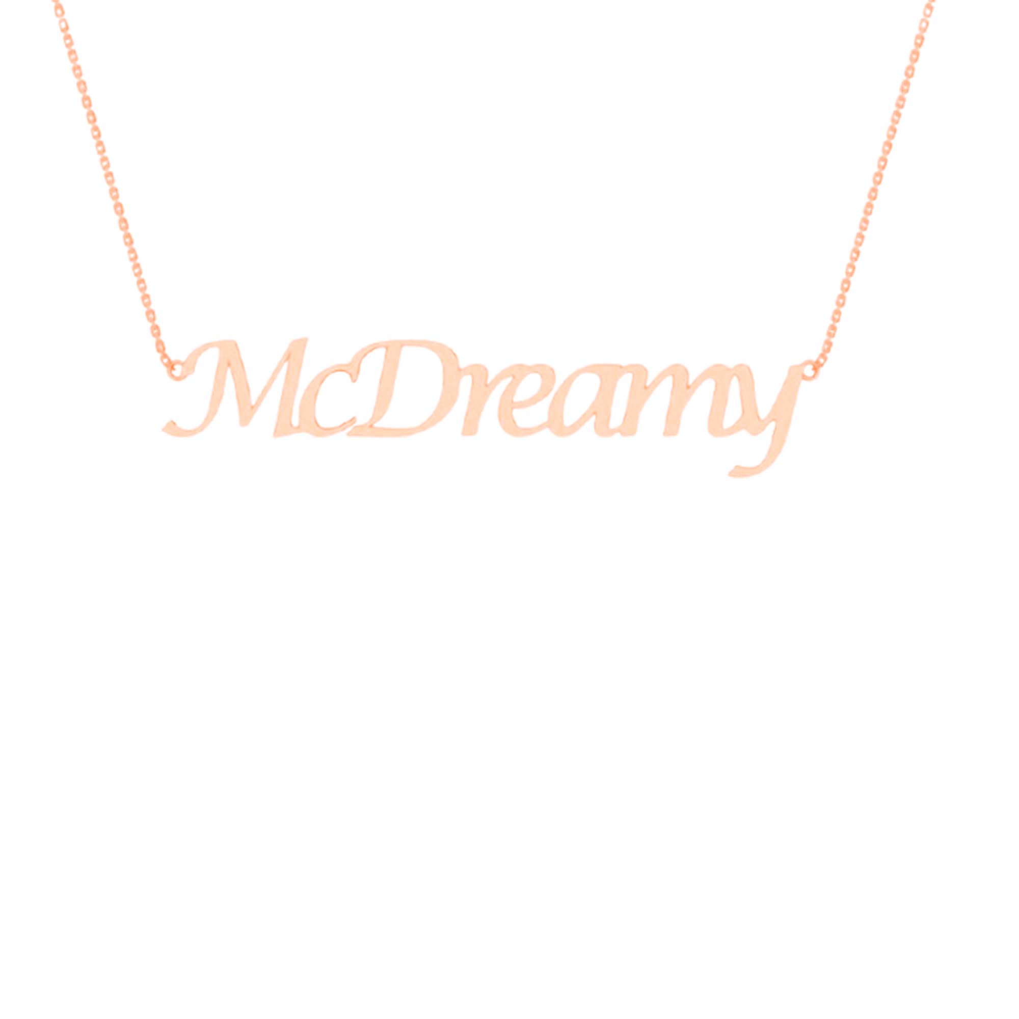 RKC MCDREAMY Name Necklace For Gift 14k Yellow Gold Plated 925 Silver Weight 4.5 gm and Height 14mm