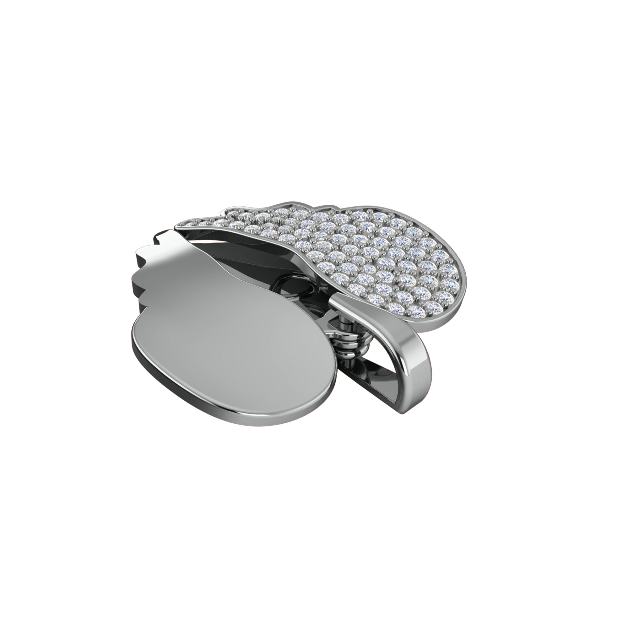 RKC 0.61Ct Moissanite Wing Heart Pendant 925 Silver Jewelry 14K Rose Gold Plated Wt 6gm Height 23.50mm