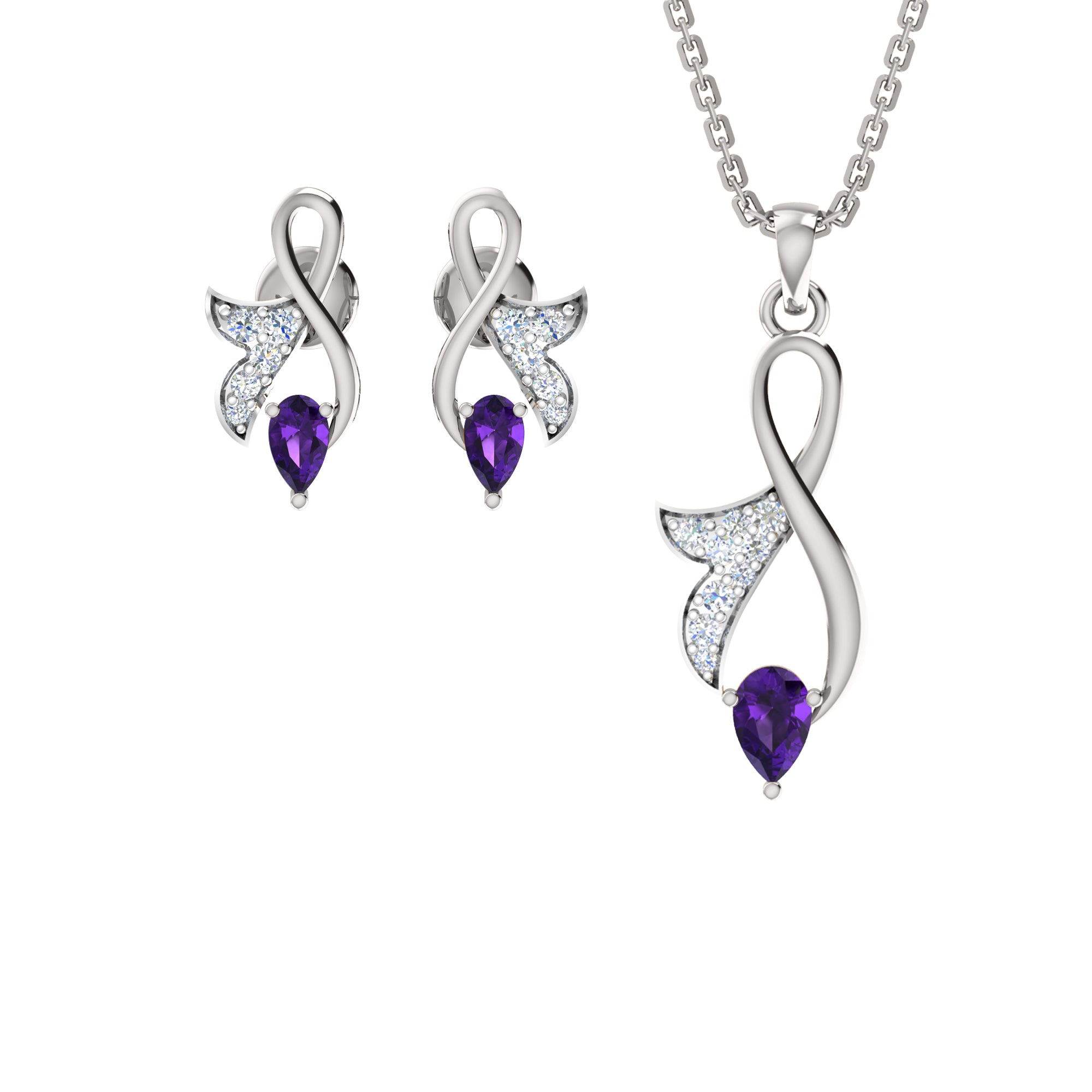 RKC 925 Silwer Goue Totaal 0.30Ct Moissanite Hanger Wt 3.60gm En Wt Oorring 2.00gm Stel Met 14K Geelgoud Geplateerd