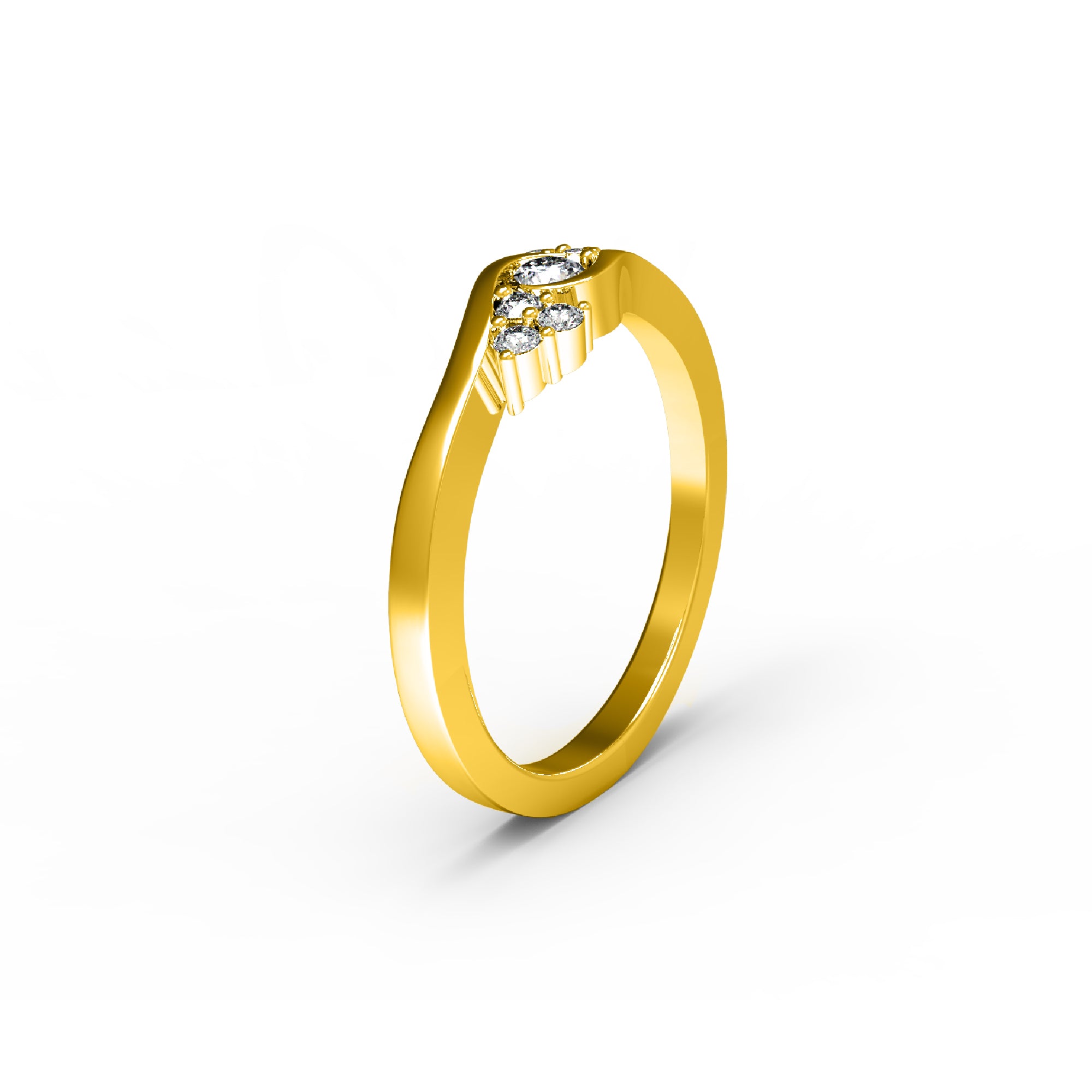 RKC Moissanite Engagement Bypass Ring For Women's Gold Plated 925 Silver 14K Rose Gold Plated Wt 2 gm Width 1.80 MM