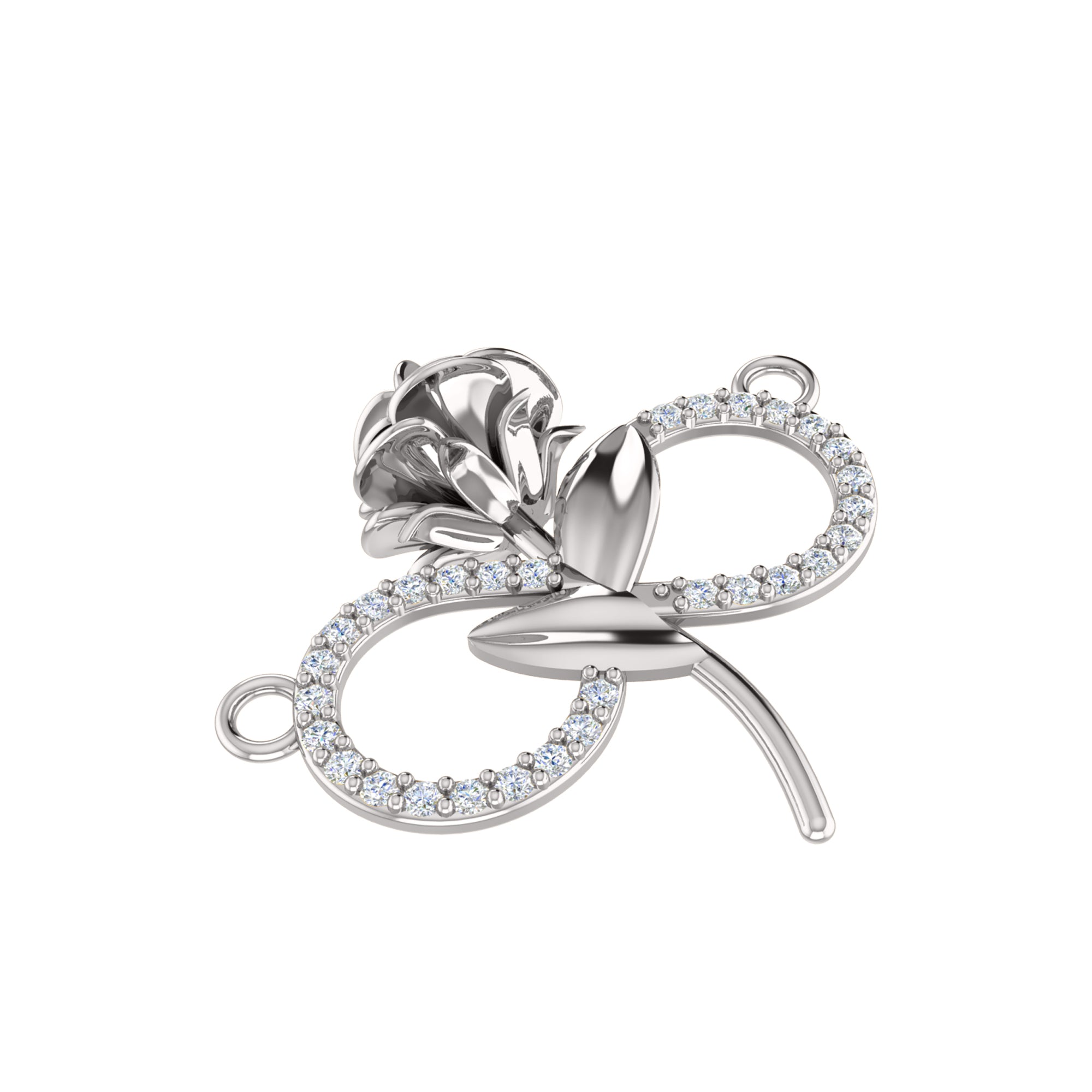 RKC 0.27Ct 모이사나이트 플라워 펜던트 925 실버 주얼리 14K 옐로우 골드 도금 중량 4.60gm 높이 23.00mm