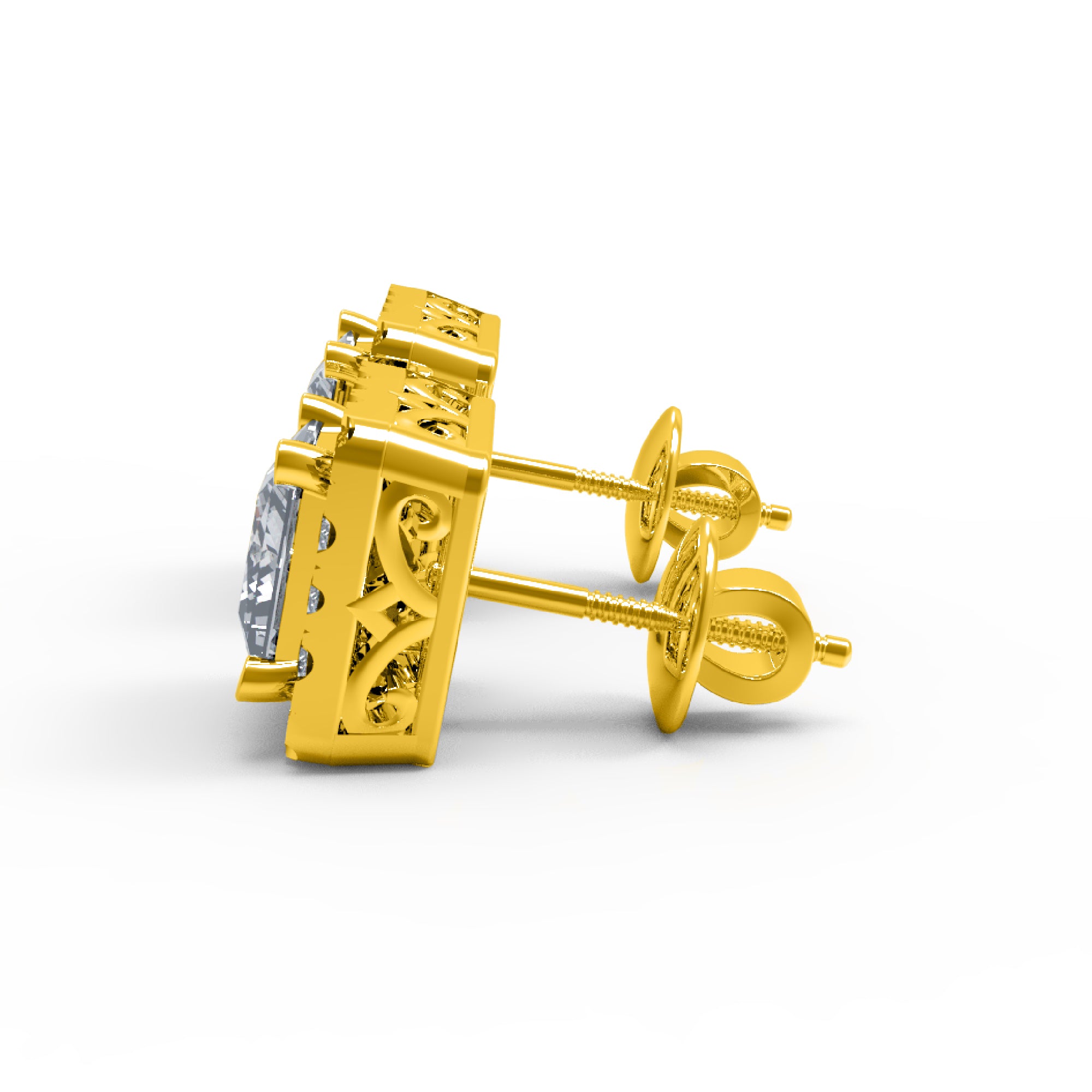 Жаночыя завушніцы прынцэсы з стерлингового срэбра RKC 925 пробы, 14-каратная ружа, вага 2,80 GM, вышыня 5,20 мм