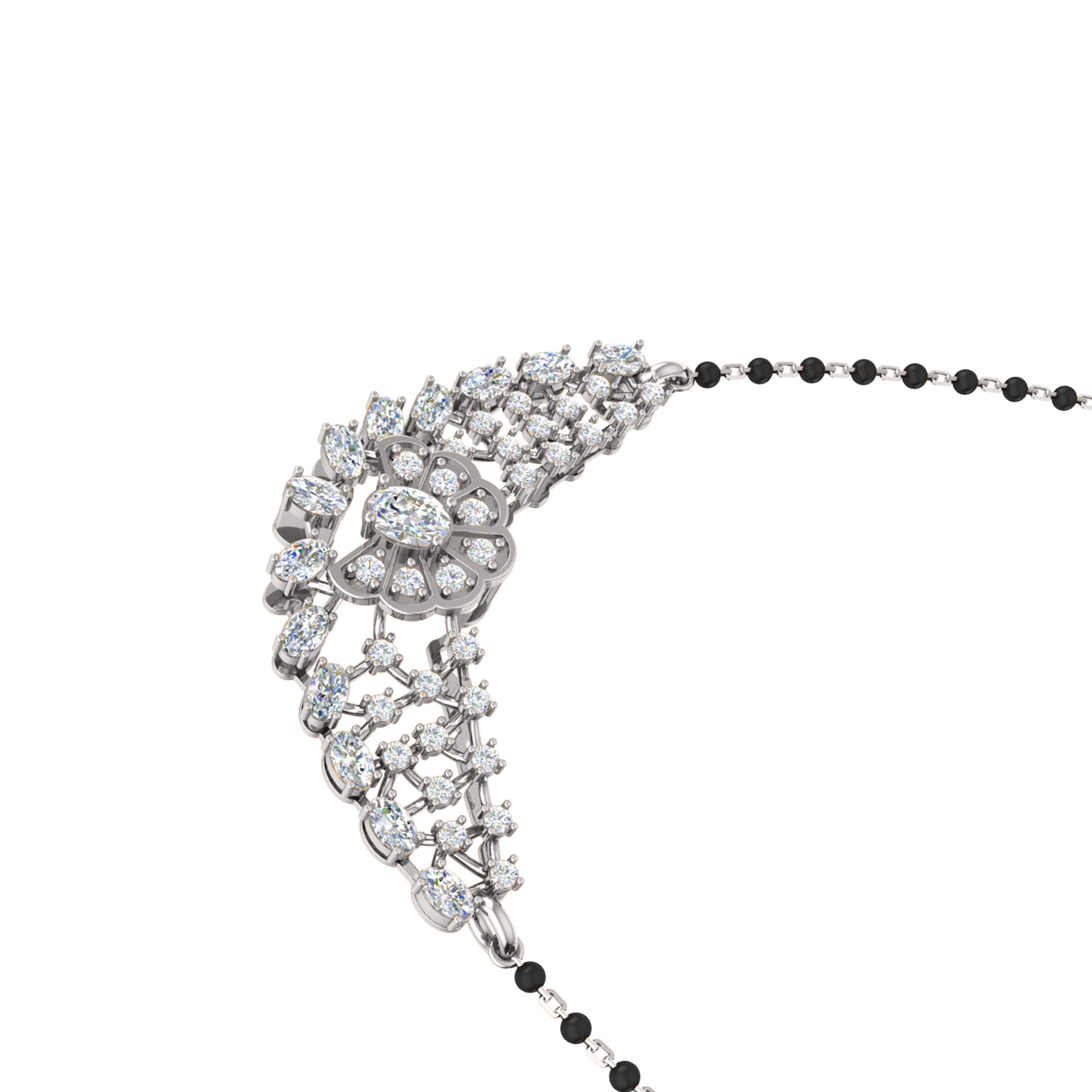 RKC 4.31 Ct Moissanite Women Mangalsutra 925 Silver 14k Rose gold Plated Product Weight 7.50gm Height 24.40mm