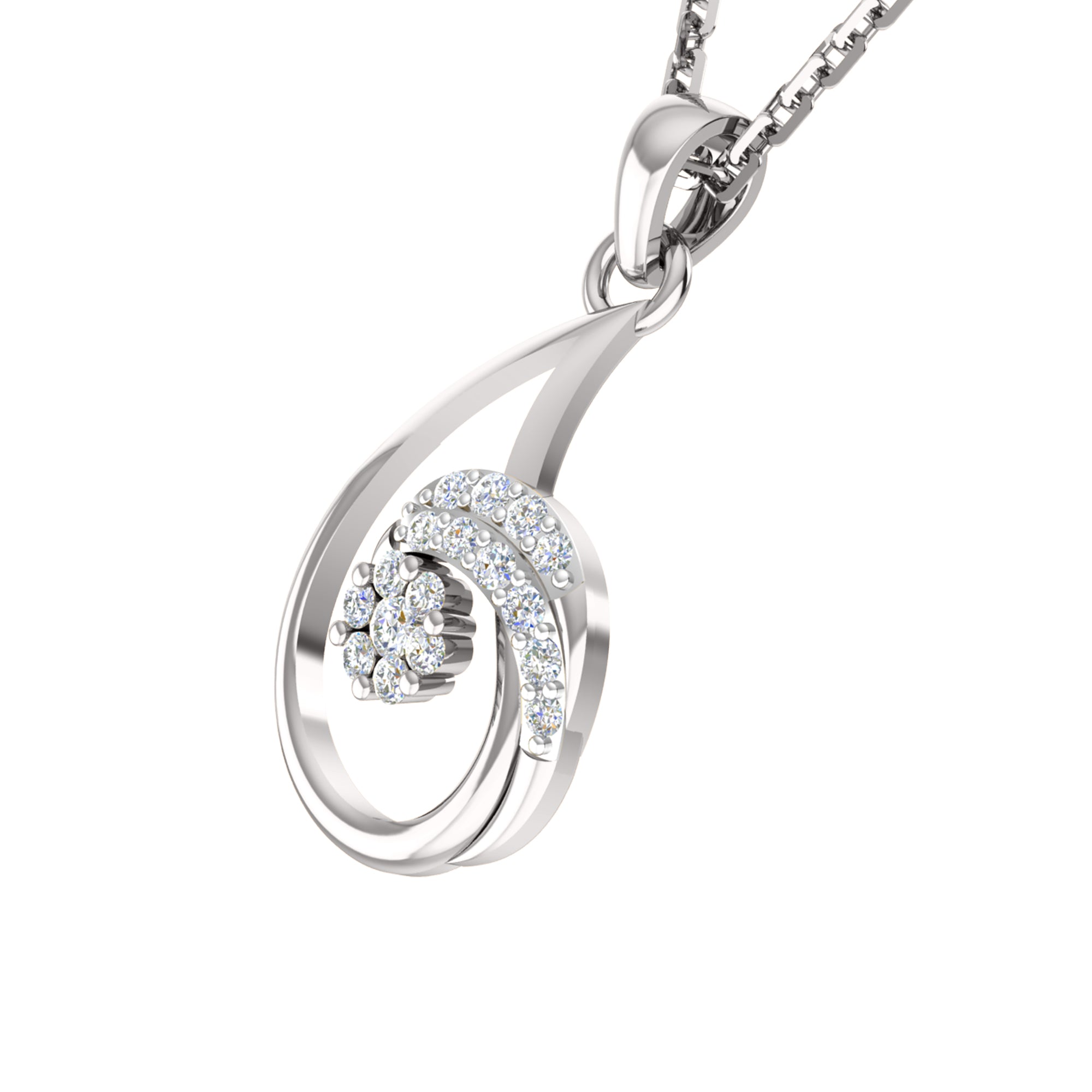 RKC 925 Perak Emas Total 0,42Ct Set Anting Liontin Moissanite Berat 5,40gm dengan Lapis Emas Mawar 14K