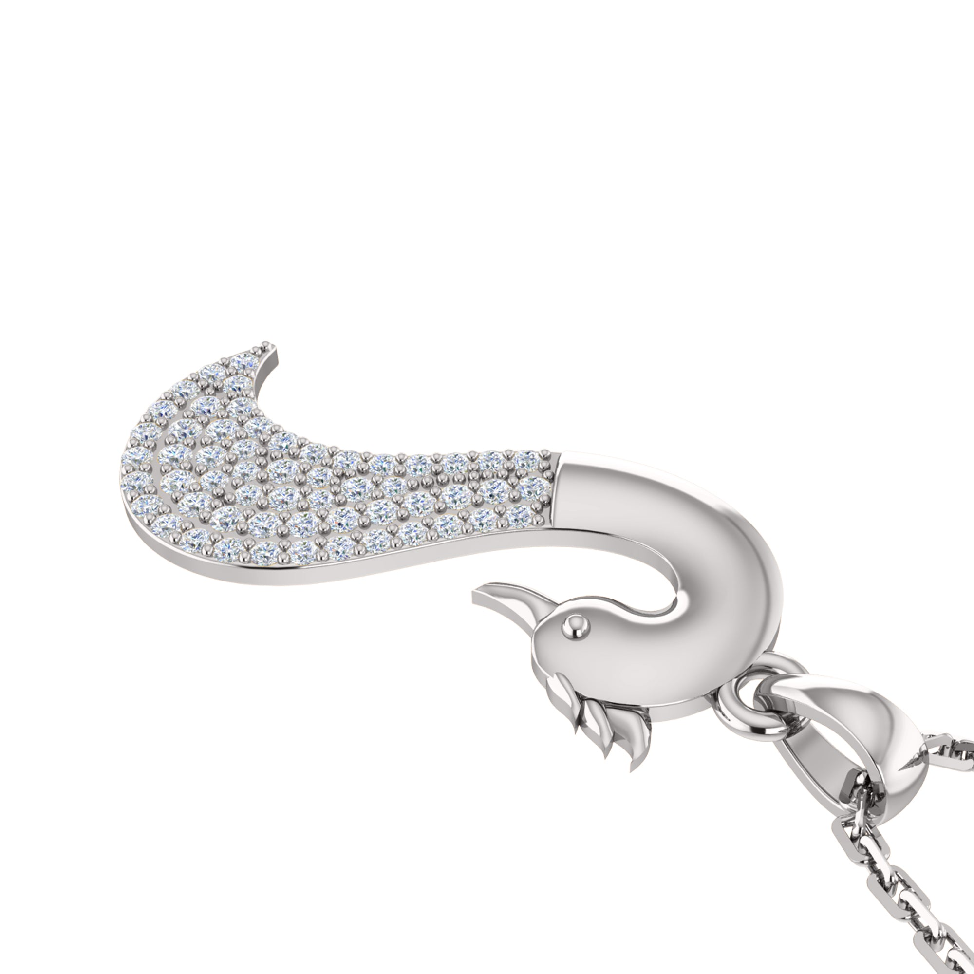 RKC 0.40Ct 모이사나이트 스완 펜던트 925 실버 주얼리 14K 옐로우 골드 도금 중량 5gm 높이 23mm