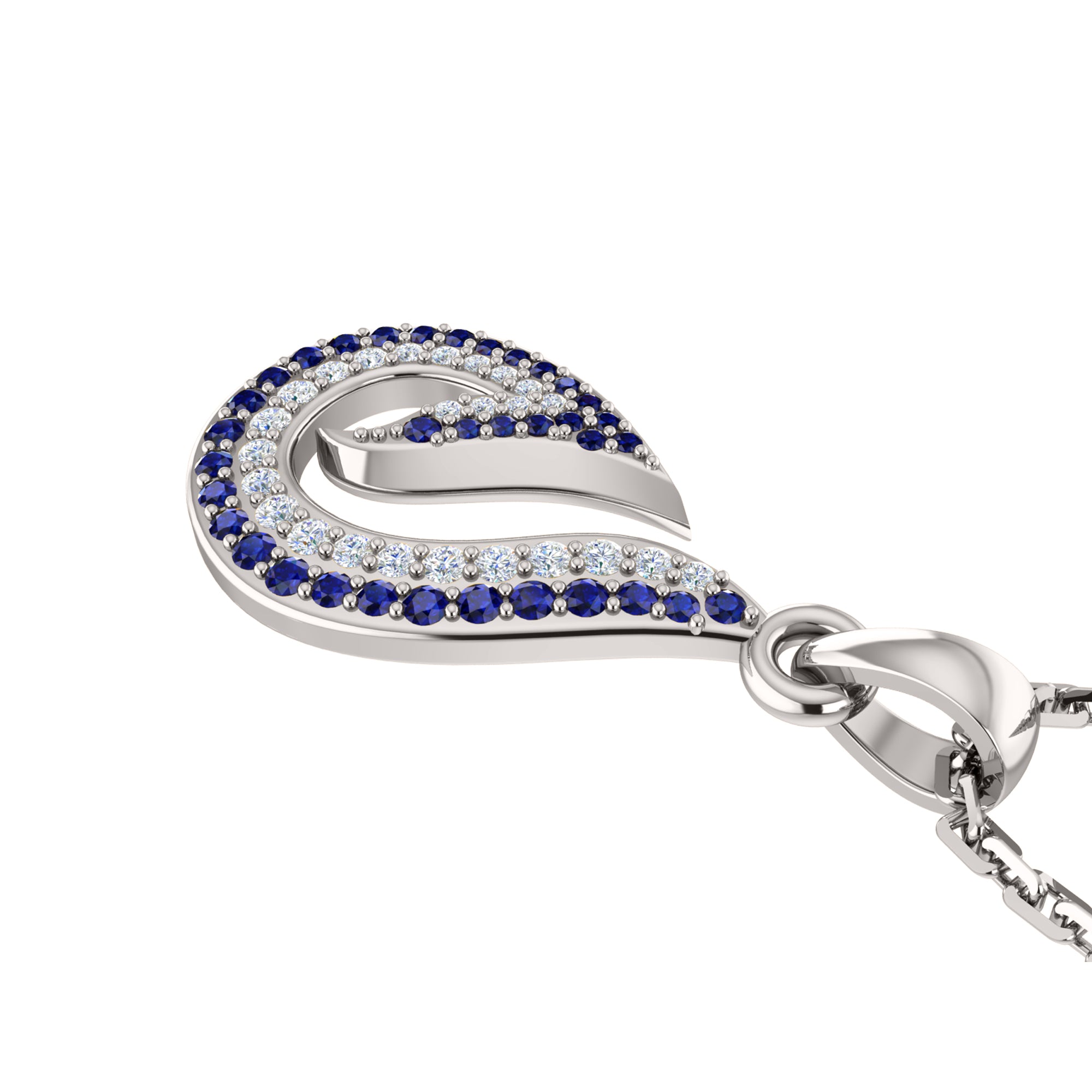 RKC 0.26Ct Sapphire Teardrop Pendant 925 Silver Jewelry 14K Rose Gold Plated Wt 3.60gm Height 16.00mm