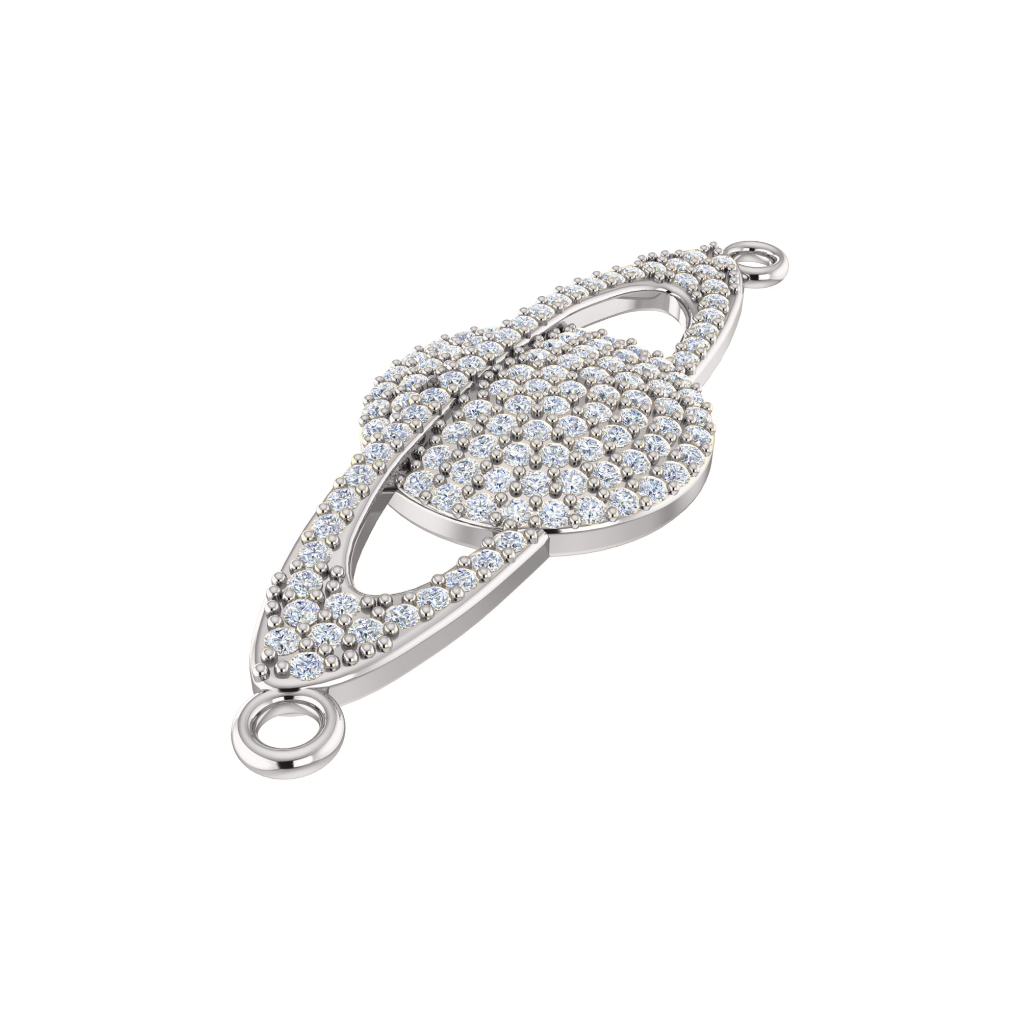 RKC 0.58Ct 모이사나이트 토성 펜던트 925 실버 주얼리 14K 로즈 골드 도금 중량 4.20gm 높이 10.50mm