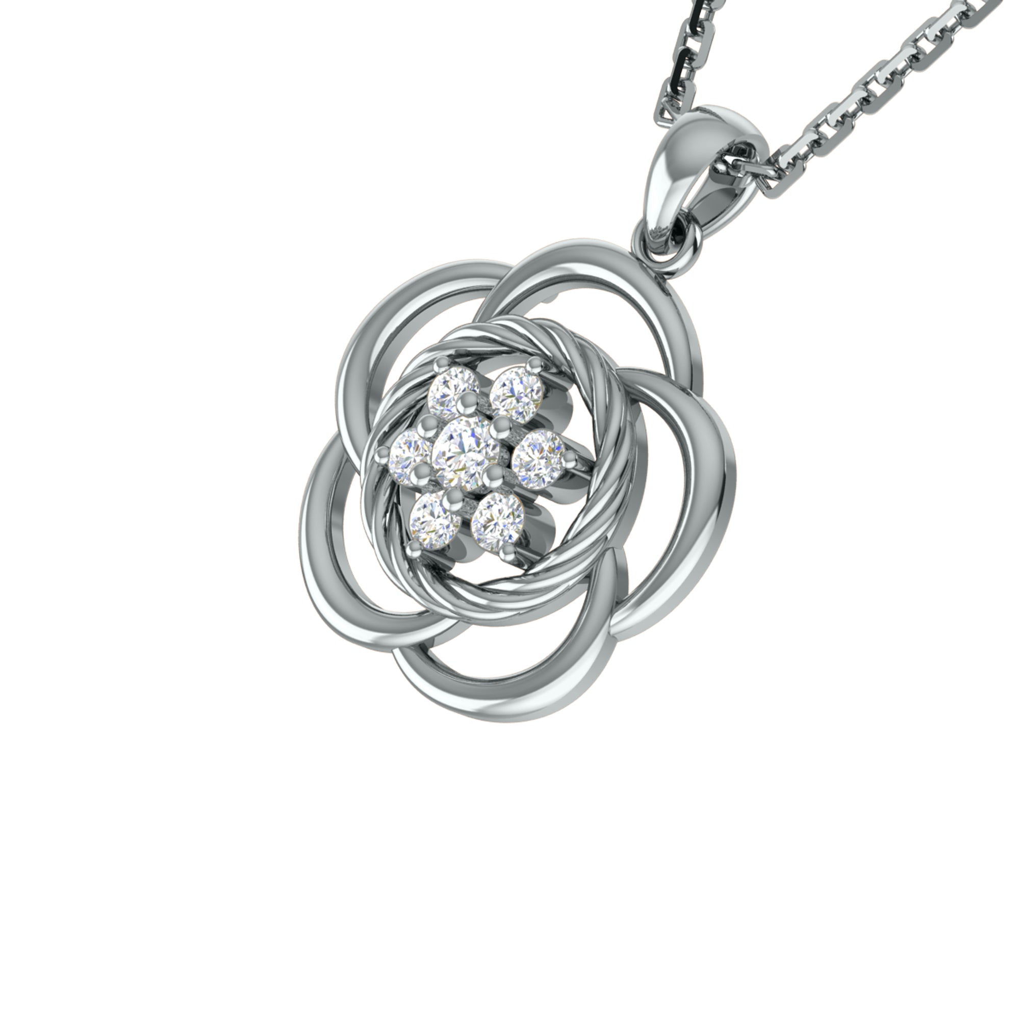 RKC 0.25CT 플로랄 모이사나이트 펜던트 925 실버 주얼리 14K 로즈 골드 도금 중량 4.50gm 높이 22.00mm