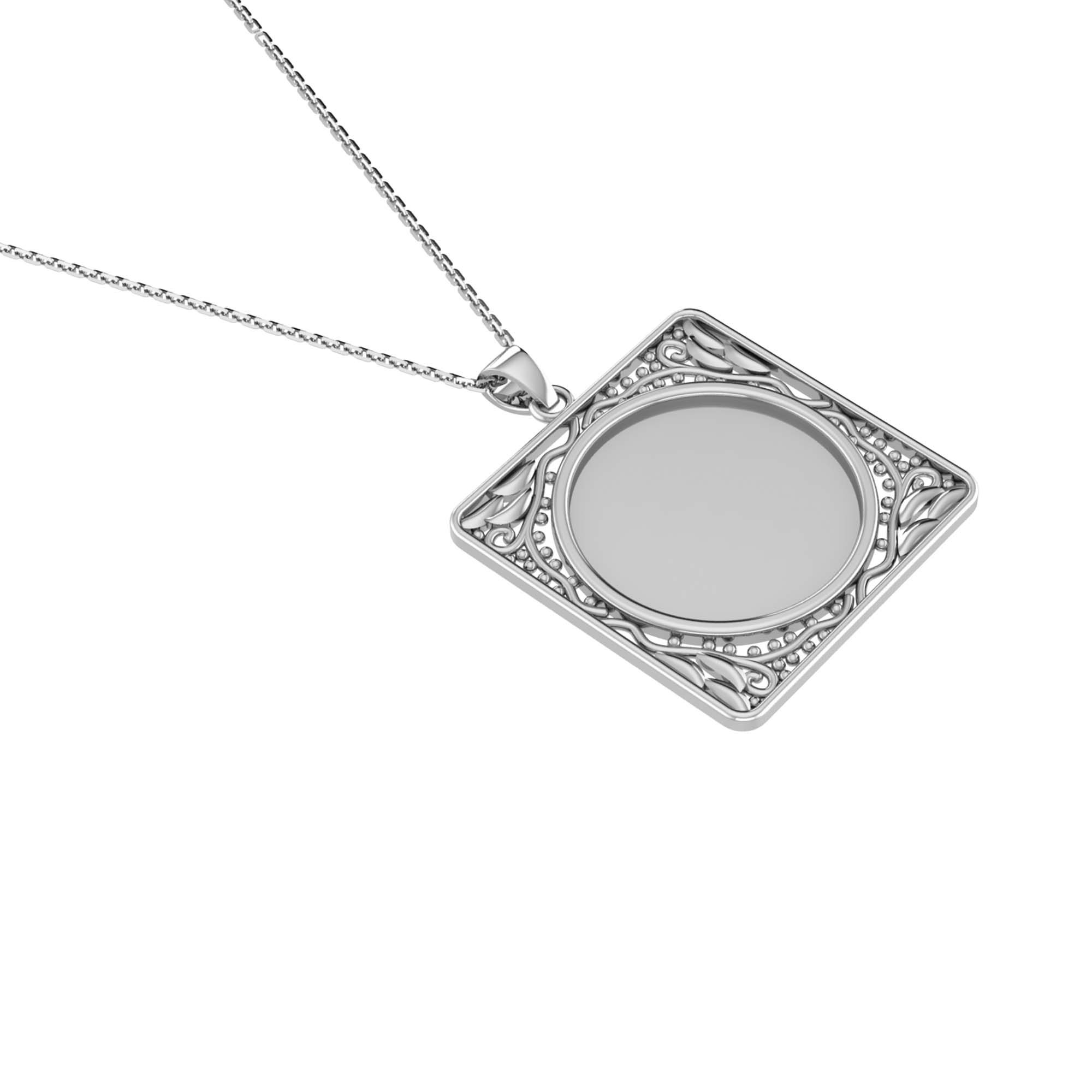 RKC Frame For Photo Personalised Memory Necklace Pendant 14k Gold Plated Silver