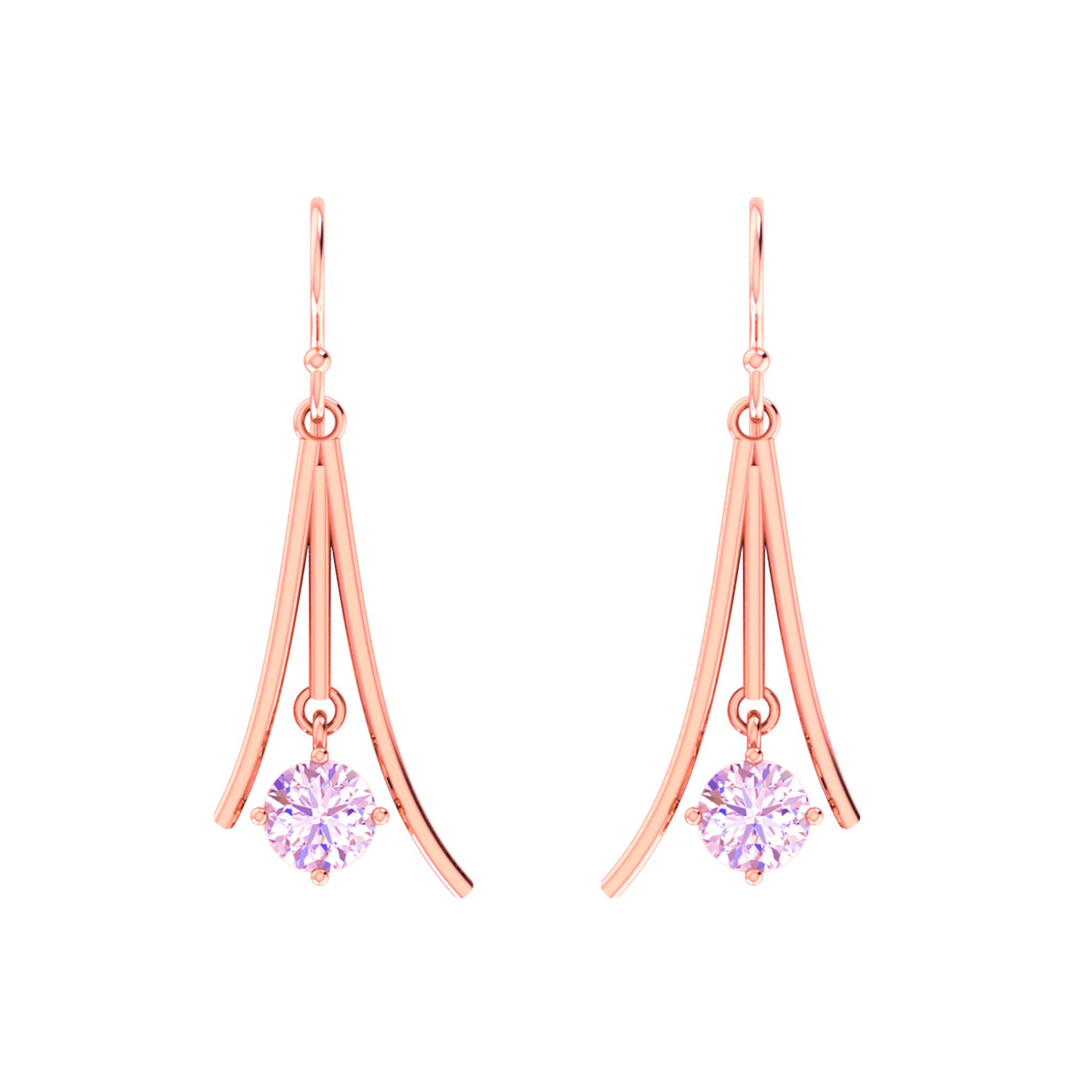 RKC Certified Moissanite Golden Drop Dangle Earrings 925 Sterling Silver Weight- 5gm