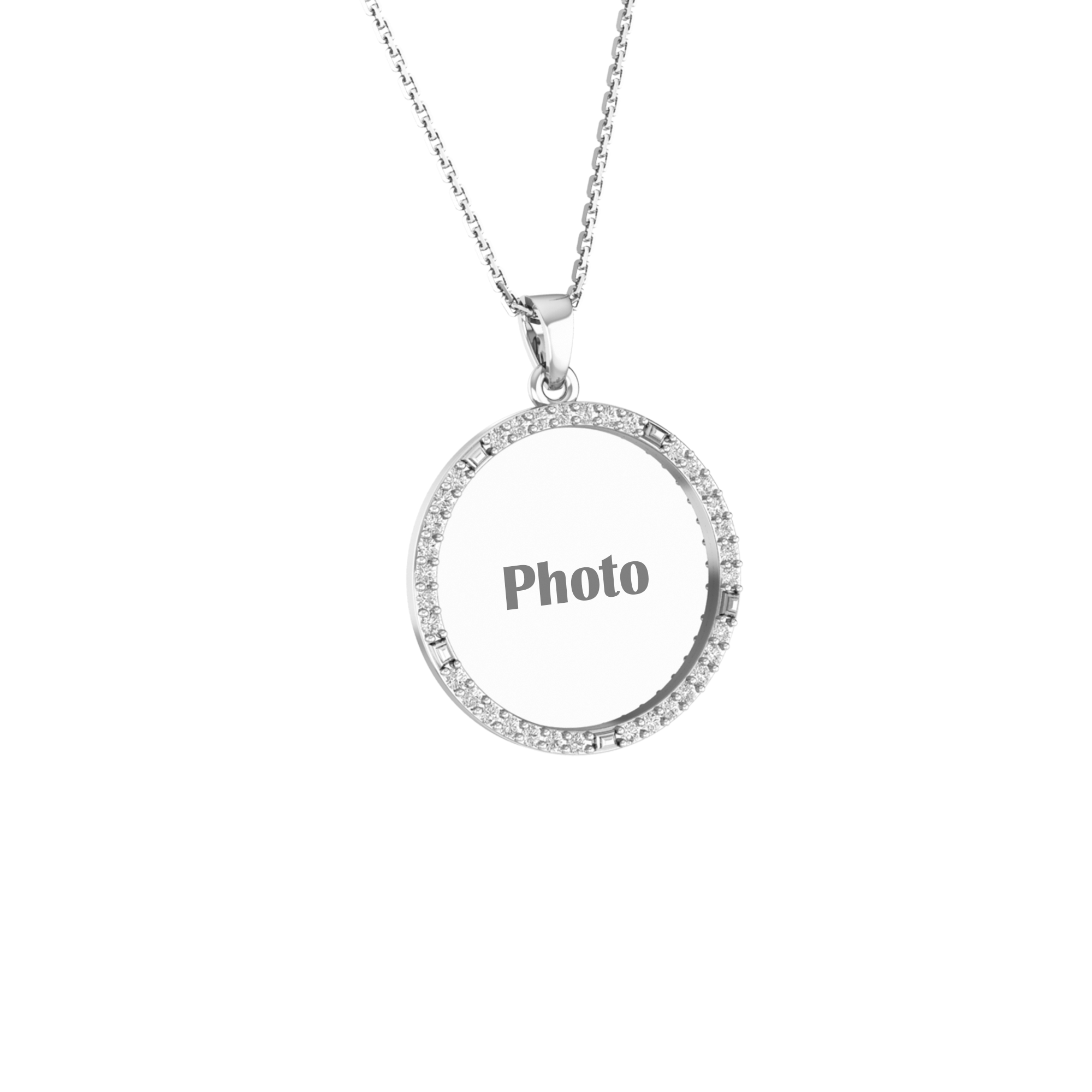 RKC Memory Photo Certified Moissanite Pendant Necklace 14k Yellow Gold Plated 925 Silver