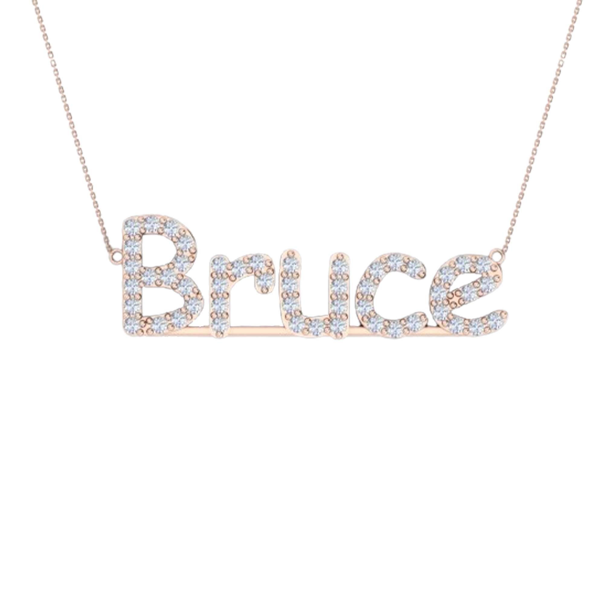 RKC 1 Ct Round Cut Real Moissanite/ Cubic Zirconia Customize Name Pendants 14k Yellow Gold Plated Weight 6 gm