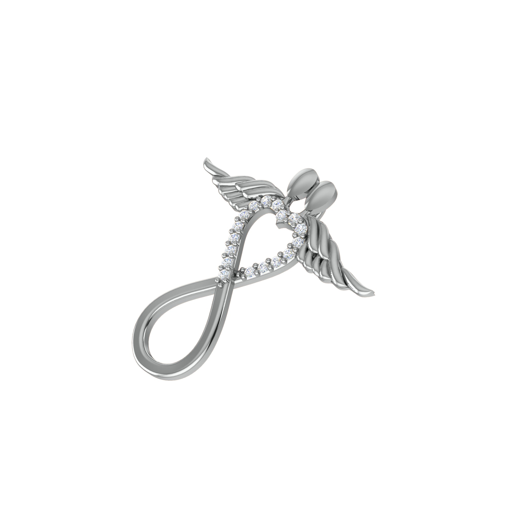 RKC 0,15Ct Wing Infinity Moissanite anheng 925 sølvsmykker 14K gult gullbelagt vekt 4,20 g Høyde 24,80 mm