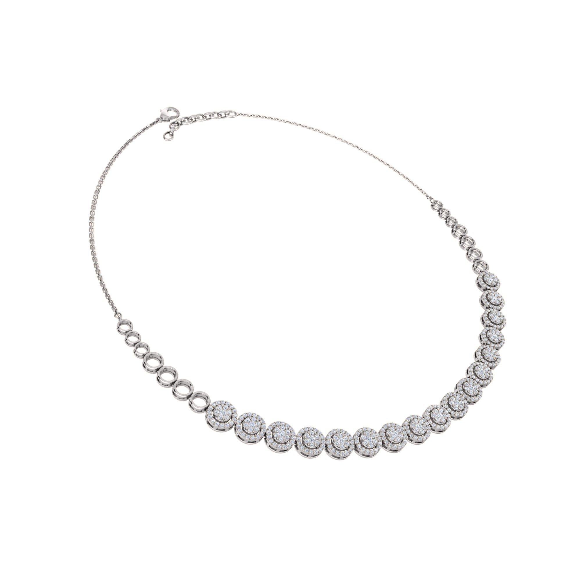 RKC 3.8 CT Moissanite მომხიბლავი ყელსაბამი 925 ვერცხლის 14K ვარდის ოქროთი მოოქროვილი პროდუქტის წონა 12.00 გმ