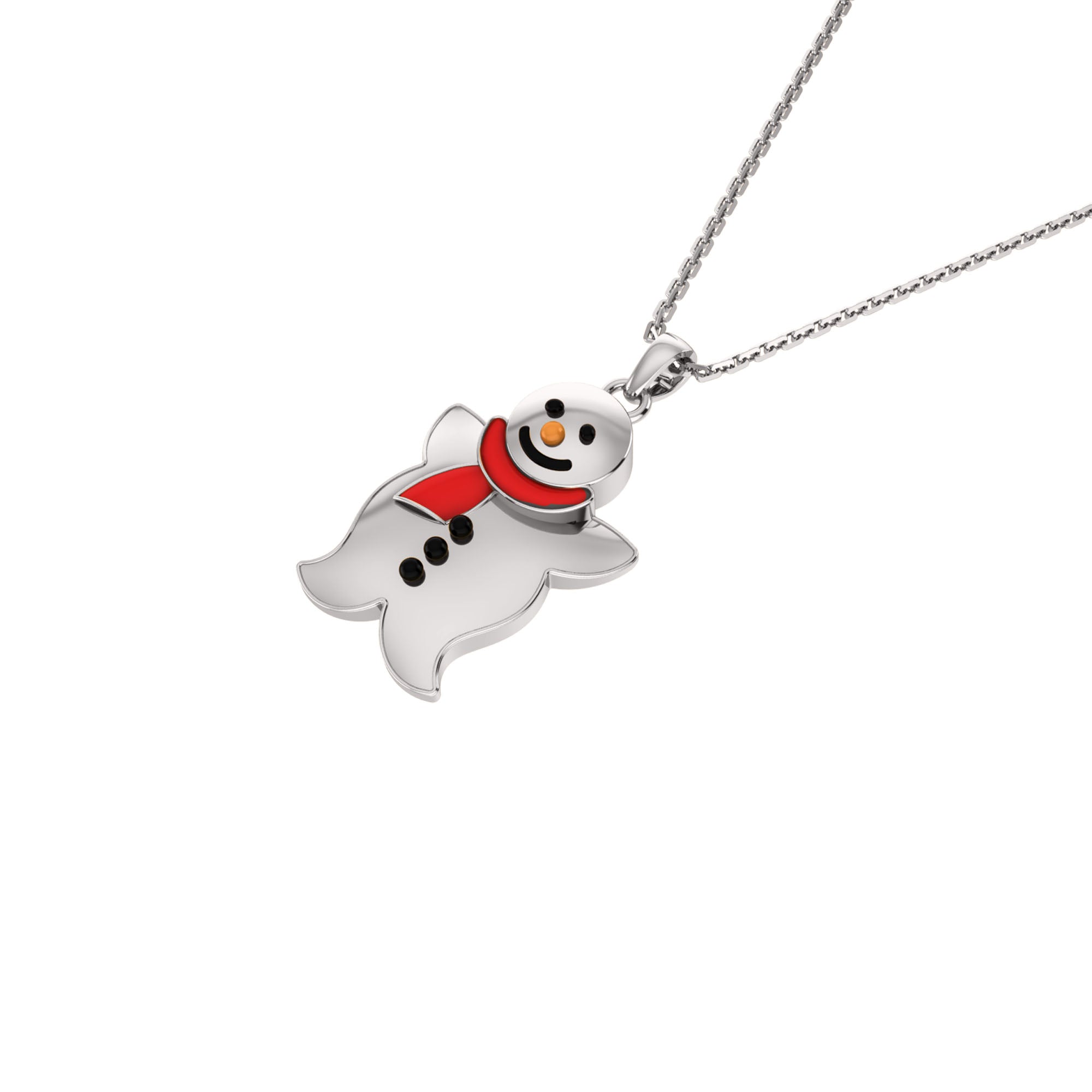 RKC Enamel Snowman Pendant 925 Silver Jewelry 14K White Gold Plated Product Weight 6.50gm Height 25.10mm