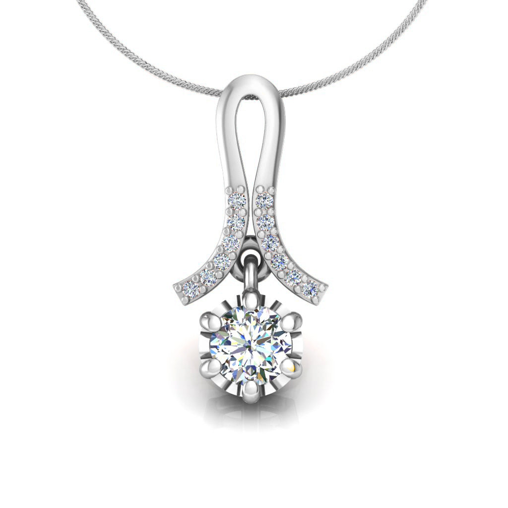 RKC 925 Sterling Silver Drop 0.30 CT Moissanite Pendant For Women 14K Rose Gold Plated  Wt 3.1 gm Height 16 mm