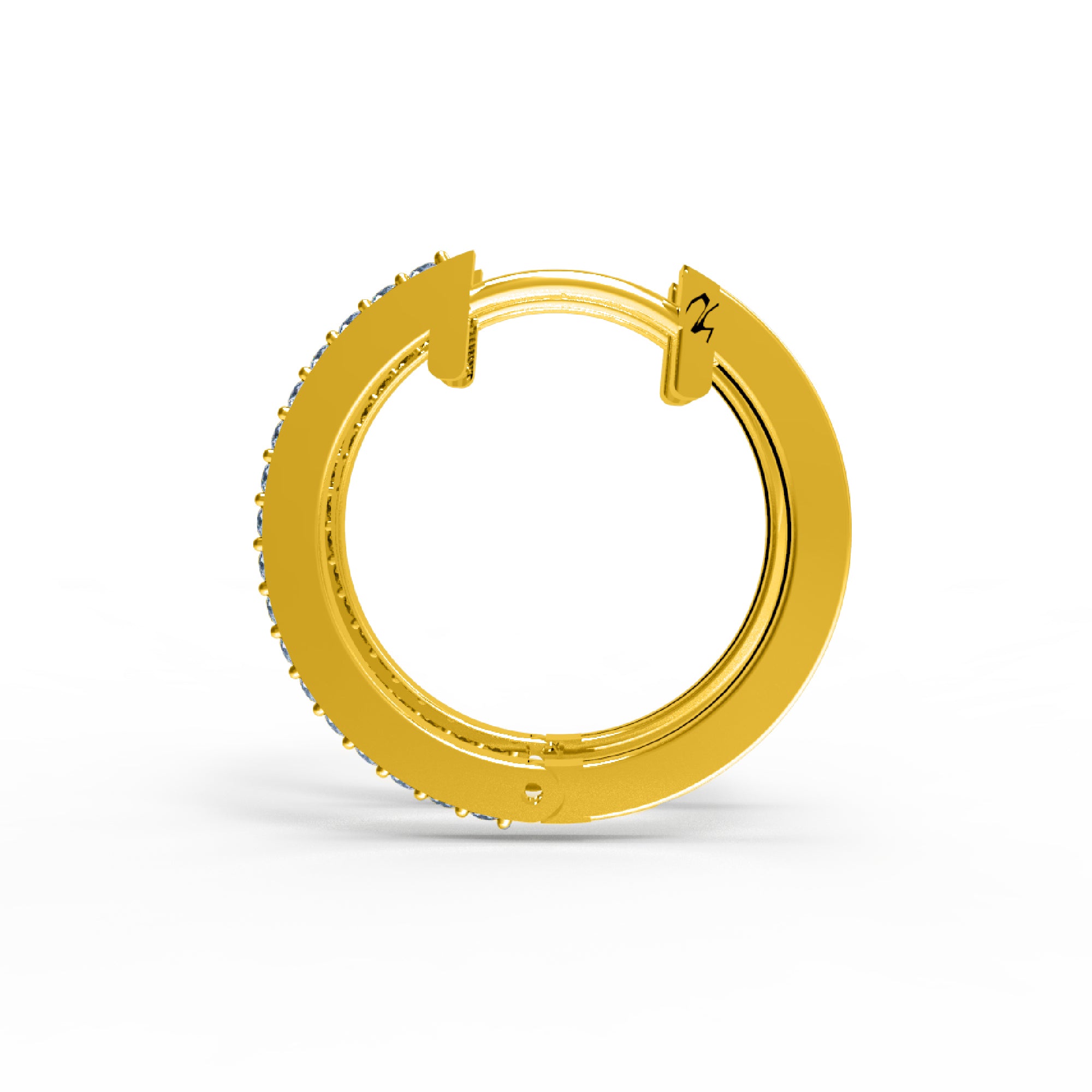 Жаночыя завушніцы з абручом круглай формы 925 пробы стерлингового срэбра 14 карат, ружа больш за 4,3 GM, вышыня 20,00 мм