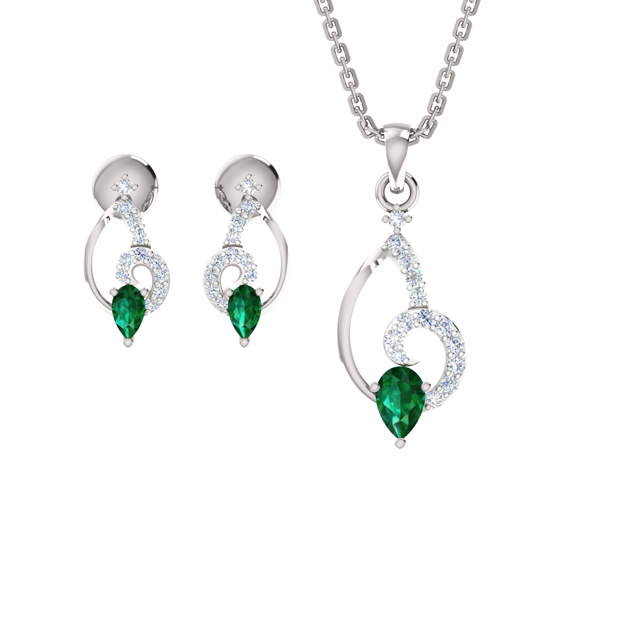 RKC 925 સિલ્વર ગોલ્ડન ટોટલ 0.42Ct મોઈસાનાઈટ પેન્ડન્ટ Wt 3.20gm અને Wt એરિંગ 2.10gm સેટ 14K રોઝ ગોલ્ડ પ્લેટેડ સાથે