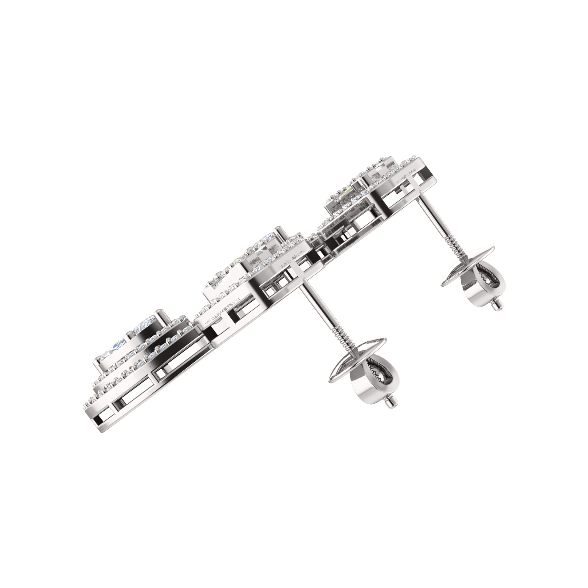 RKC 925 Silver Moissanite Sparking Drop Dangle Earring Rose Gold Plated Height