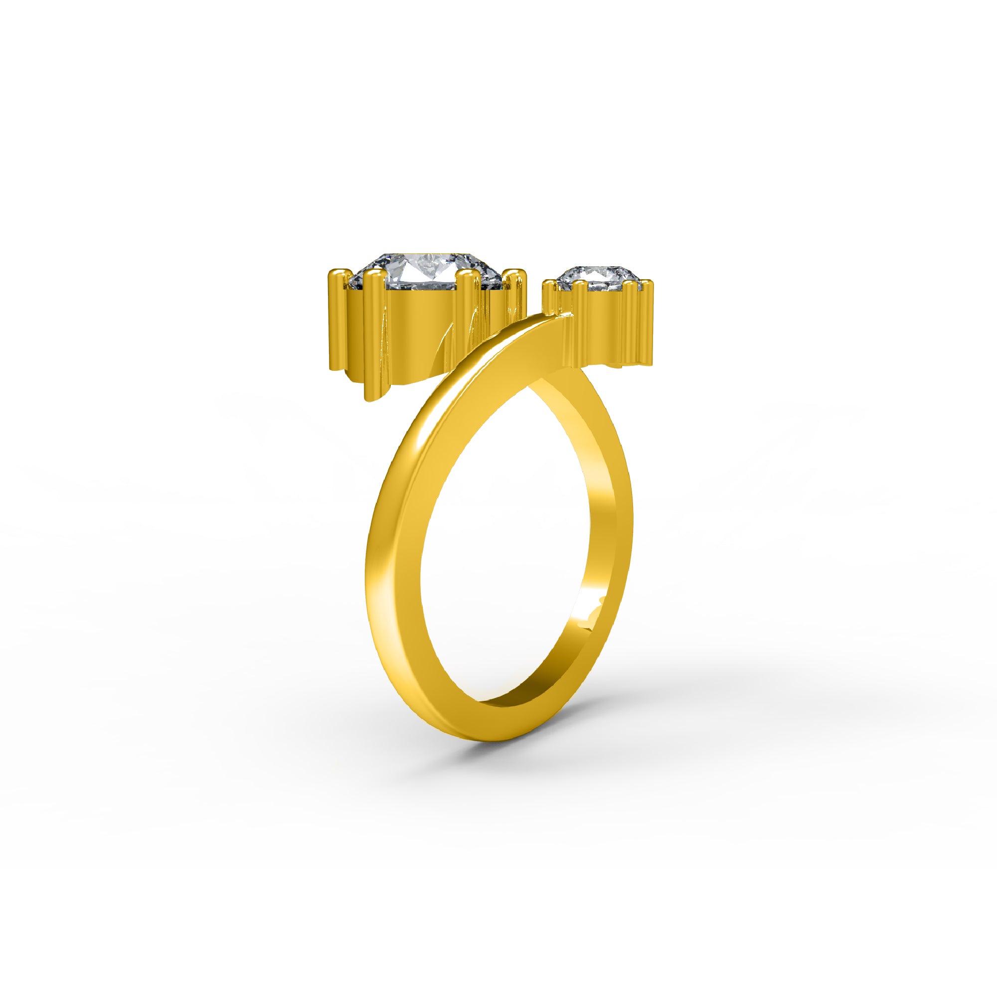 RKC 2.25 Ct rondgesnyde Moissanite-verloofring 925 silwer 14k Geelgoud oorgetrek vir vroue se gewig 3.8 gm en 1.70 mm