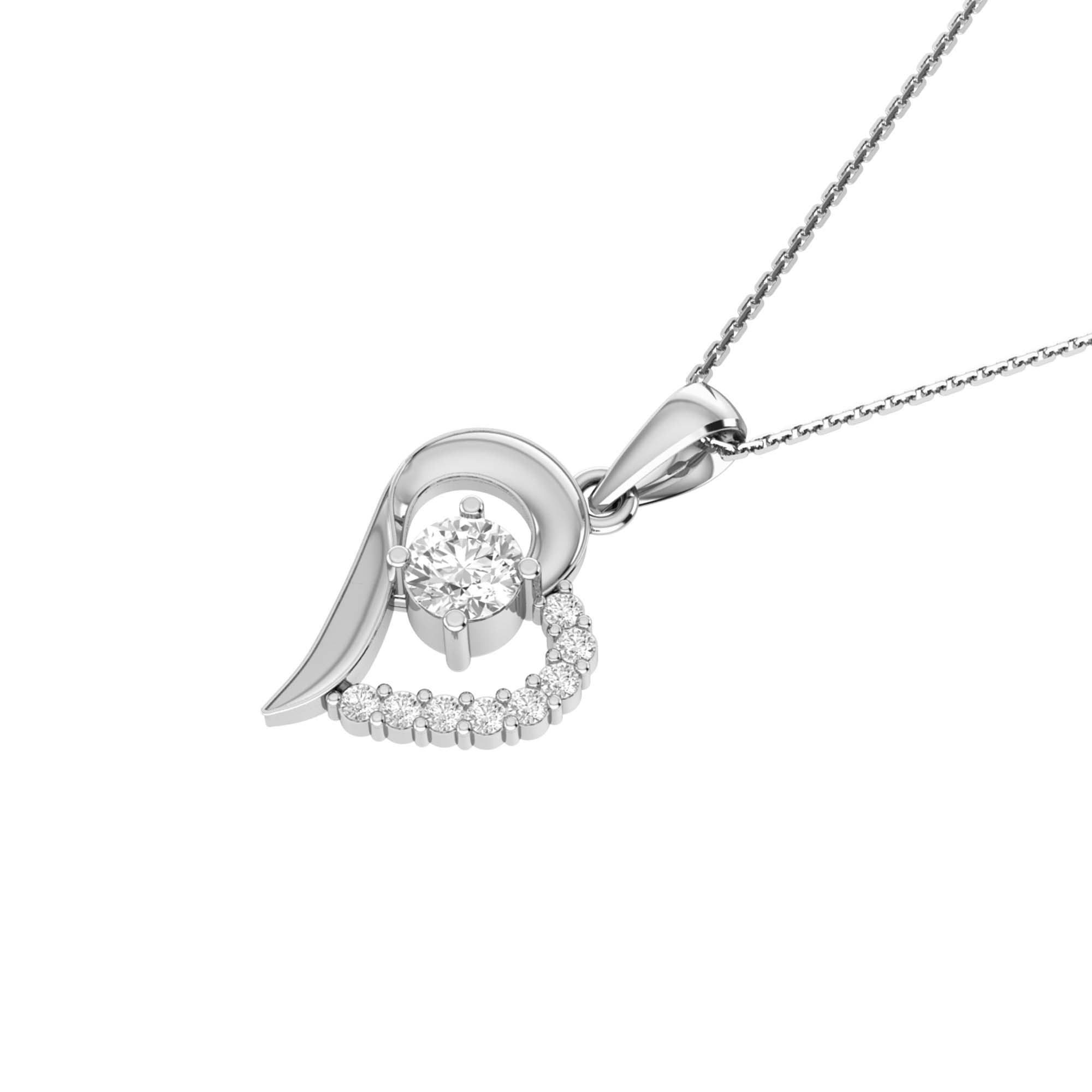 RKC Rose Gold Moissanite Heart Pendant With Link Chain Gift For Girls 925 Silver Weight 5.50 gm