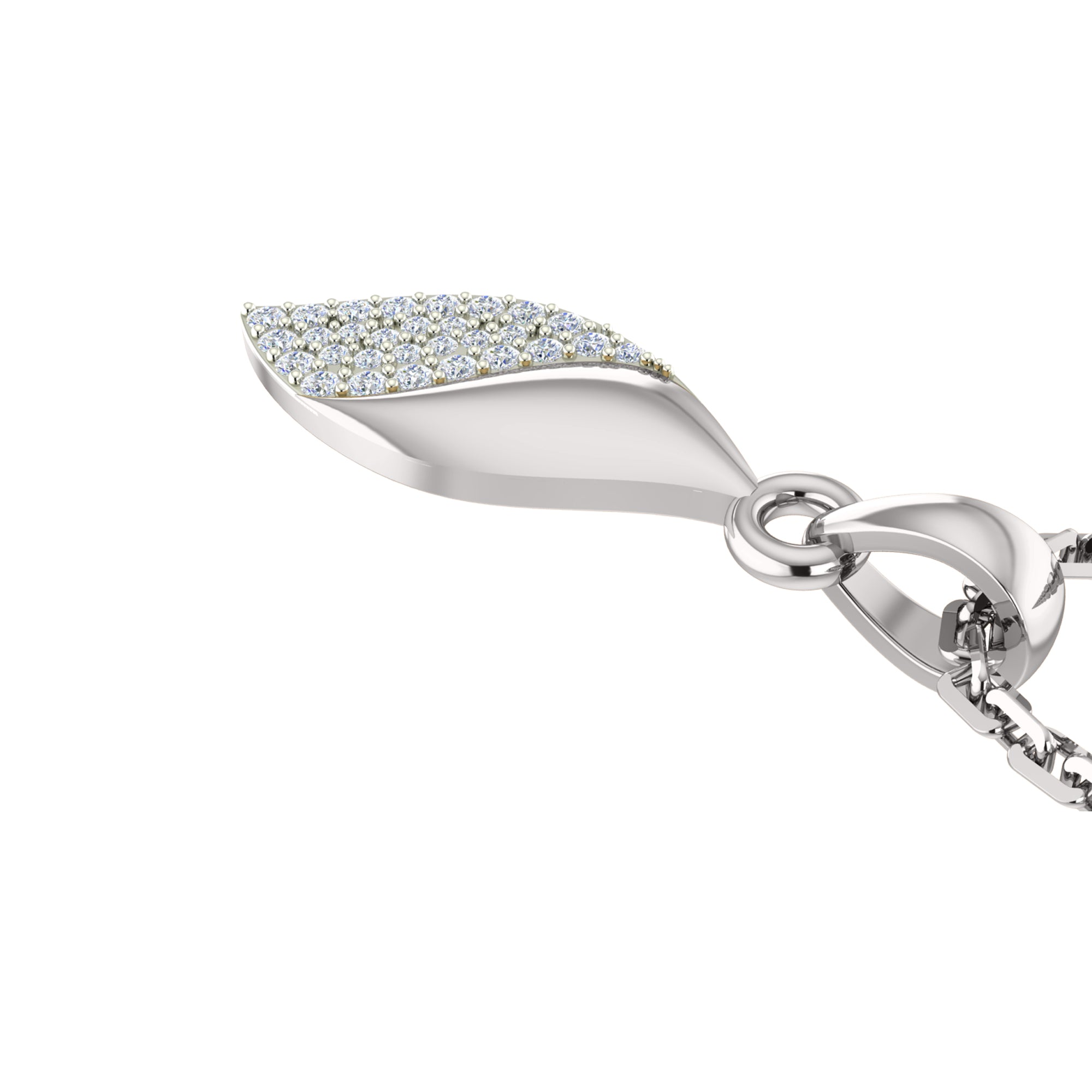 RKC 0.11Ct Moissanite Leaf Pendant 925 Silver Jewelry 14K Rose Gold Plated Wt 3.20gm Height 14.50mm