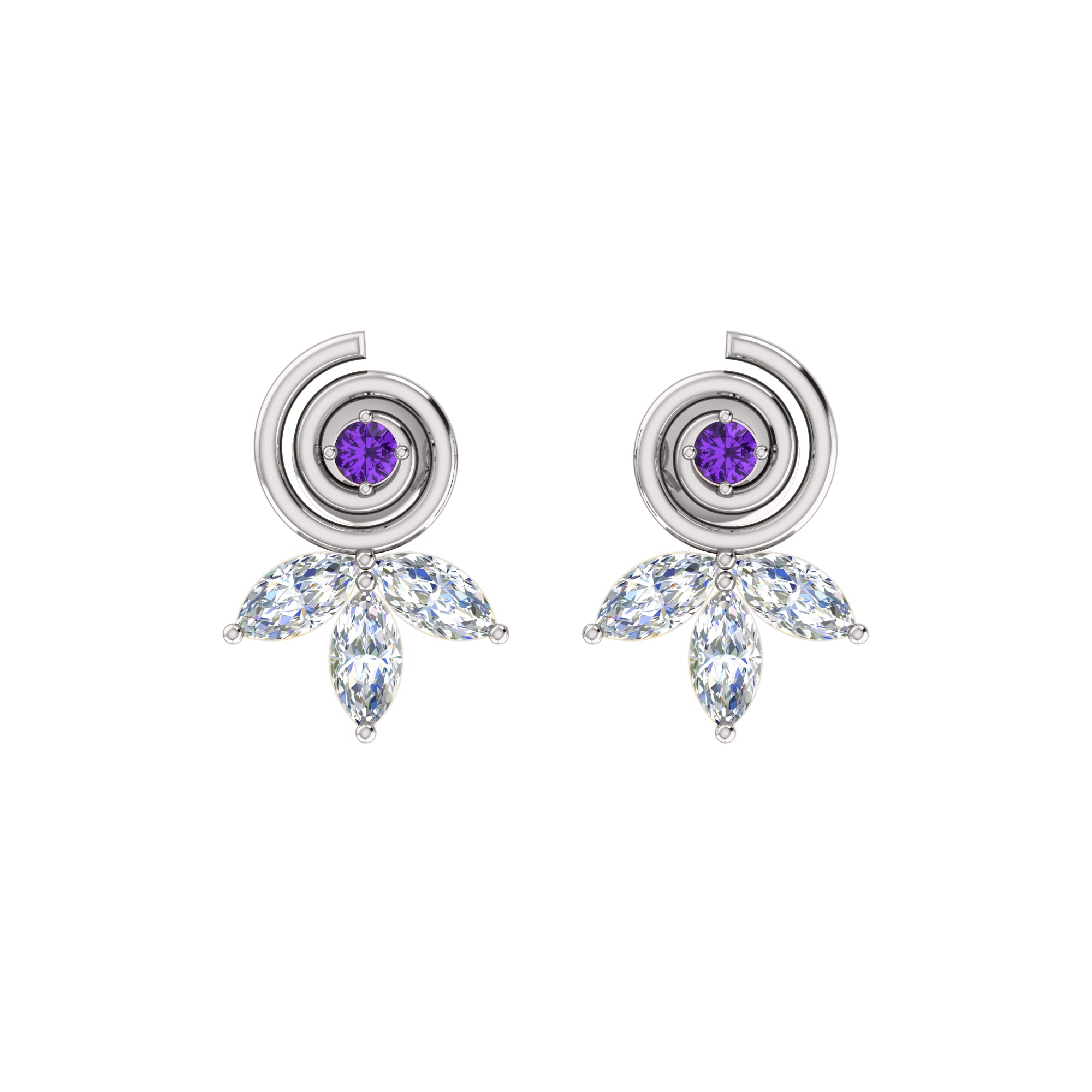 RKC 925 স্টার্লিং সিলভার ফ্লাওয়ার মহিলাদের কানের দুল 14k হলুদ সোনার Wt 1.40gm উচ্চতা 11.40mm