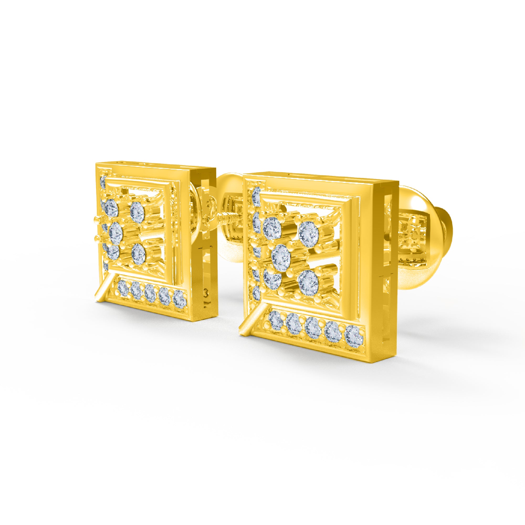 RKC 925 Sterling Silber Rundschliff kleiner quadratischer Ohrstecker, 14 Karat Rose über Produktgewicht 2,30 GM, Steinhöhe 9,00 mm