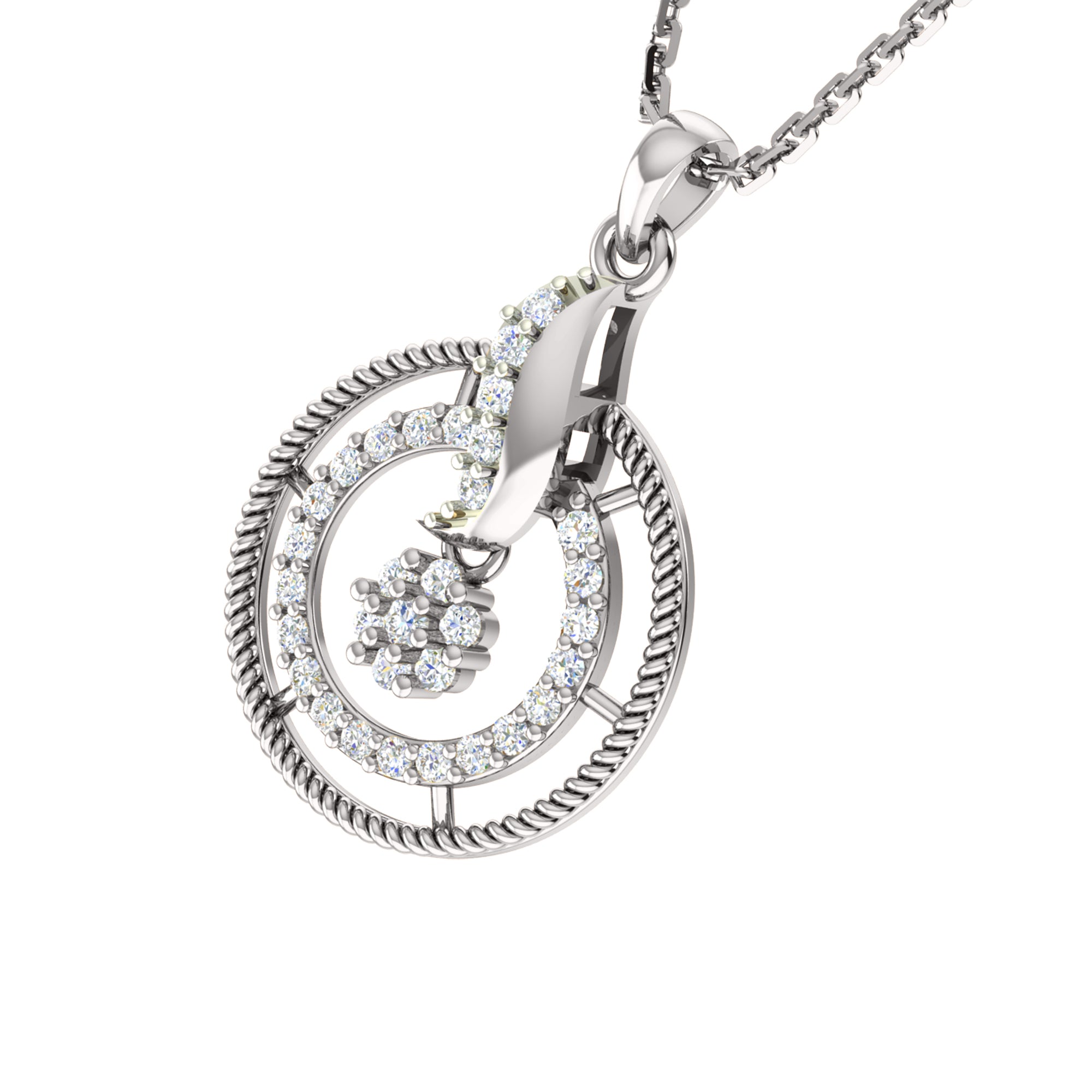 RKC 925 सिल्व्हर गोल्डन टोटल 0.93Ct मॉइसॅनाइट पेंडंट Wt 3.37gm आणि Wt कानातले 4.35gm सेट 14K रोझ गोल्ड प्लेटेड