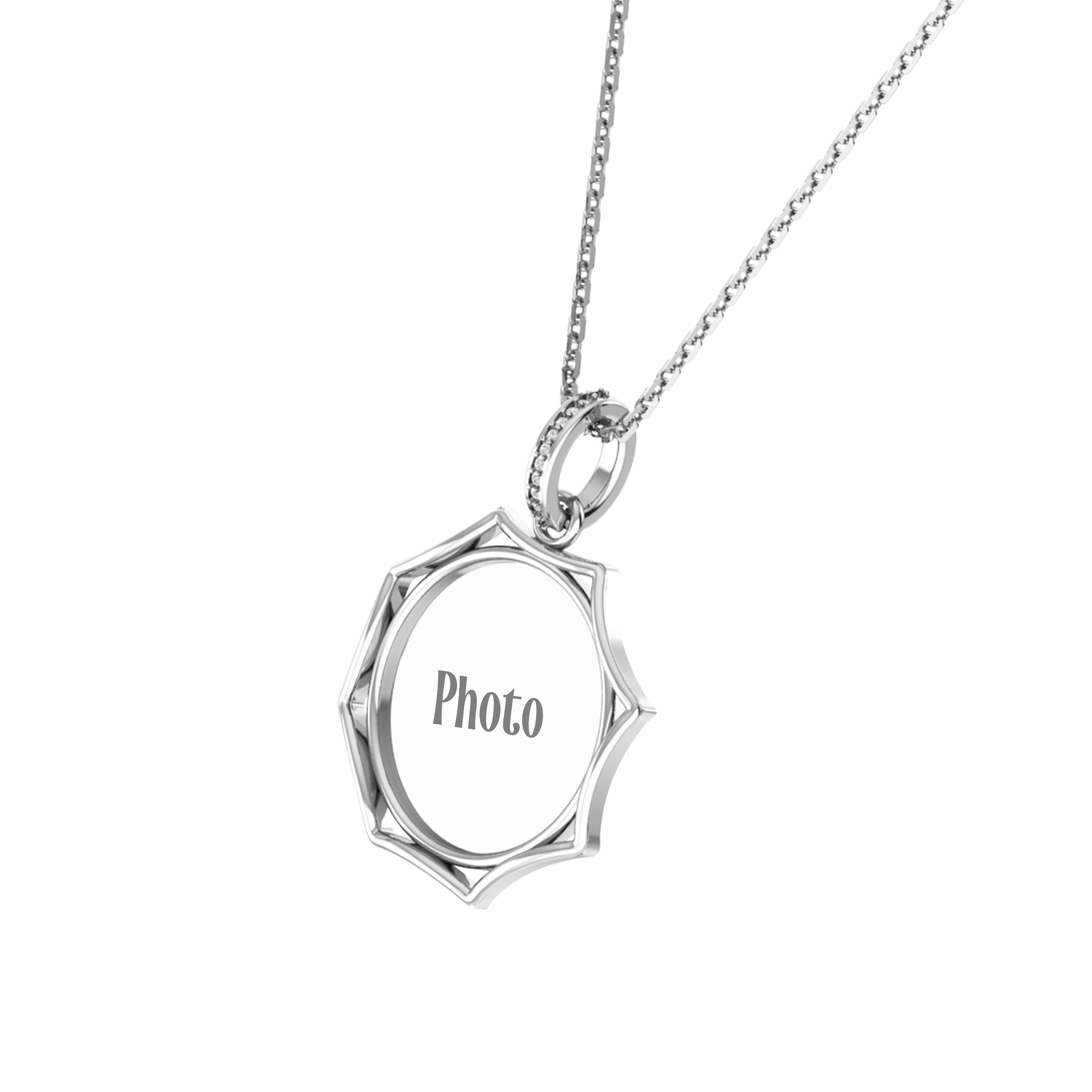 RKC 14k Yellow Gold Plated Round Cut Moissanite Photo Pendant Necklace With Chain 18 Inch