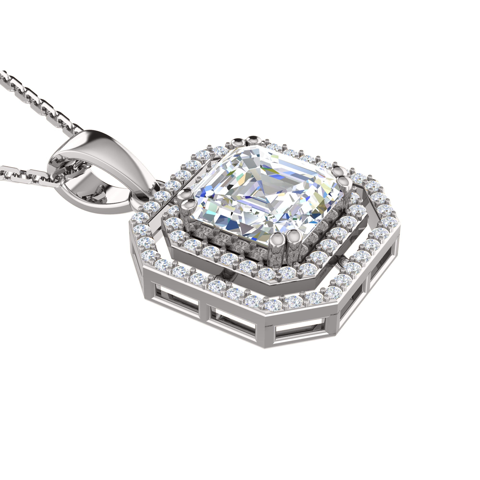 RKC 4,58 Ct Halo Moissanite medál lánccal 925 ezüst ékszer 14 K sárga aranyozott súly 5,50 g magasság 25,50 mm