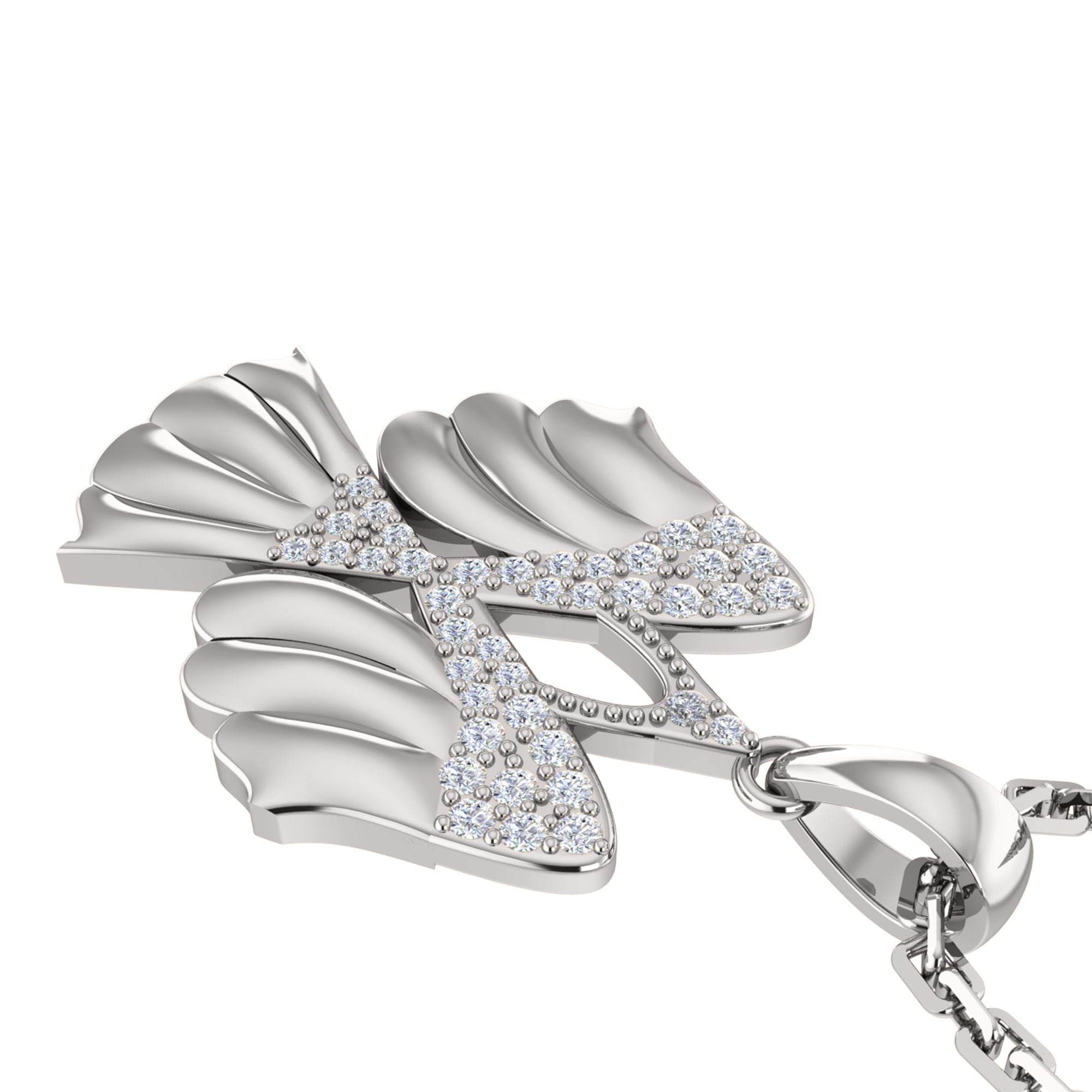 RKC 0.14Ct Moissanite Wings Pendant 925 Sølvsmykker 14K gult gullbelagt Wt 4.00gm Høyde 17.50mm