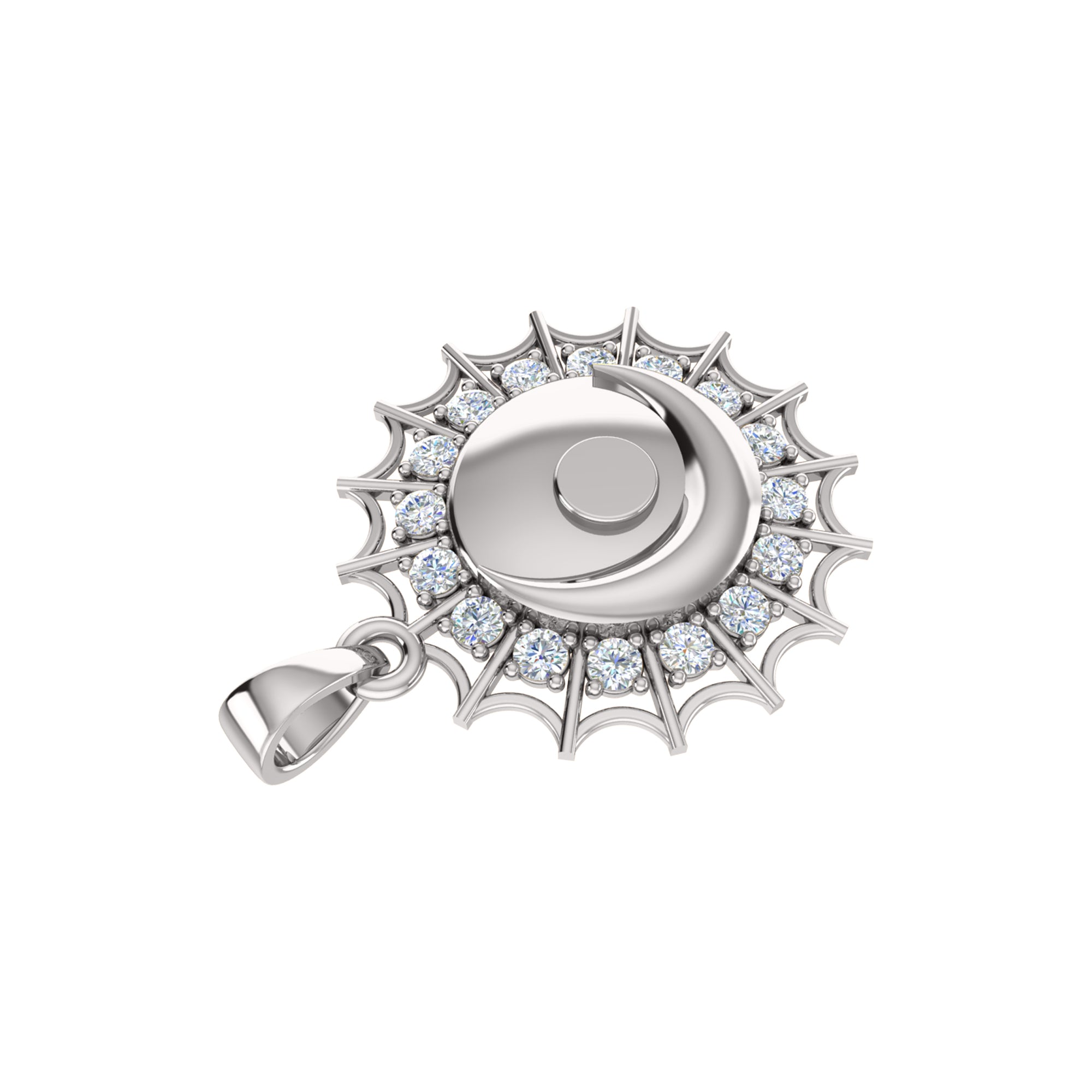 RKC 0.48Ct 모아사니트 문 펜던트 925 실버 주얼리 14K 옐로우 골드 도금 높이 27mm 4.80g