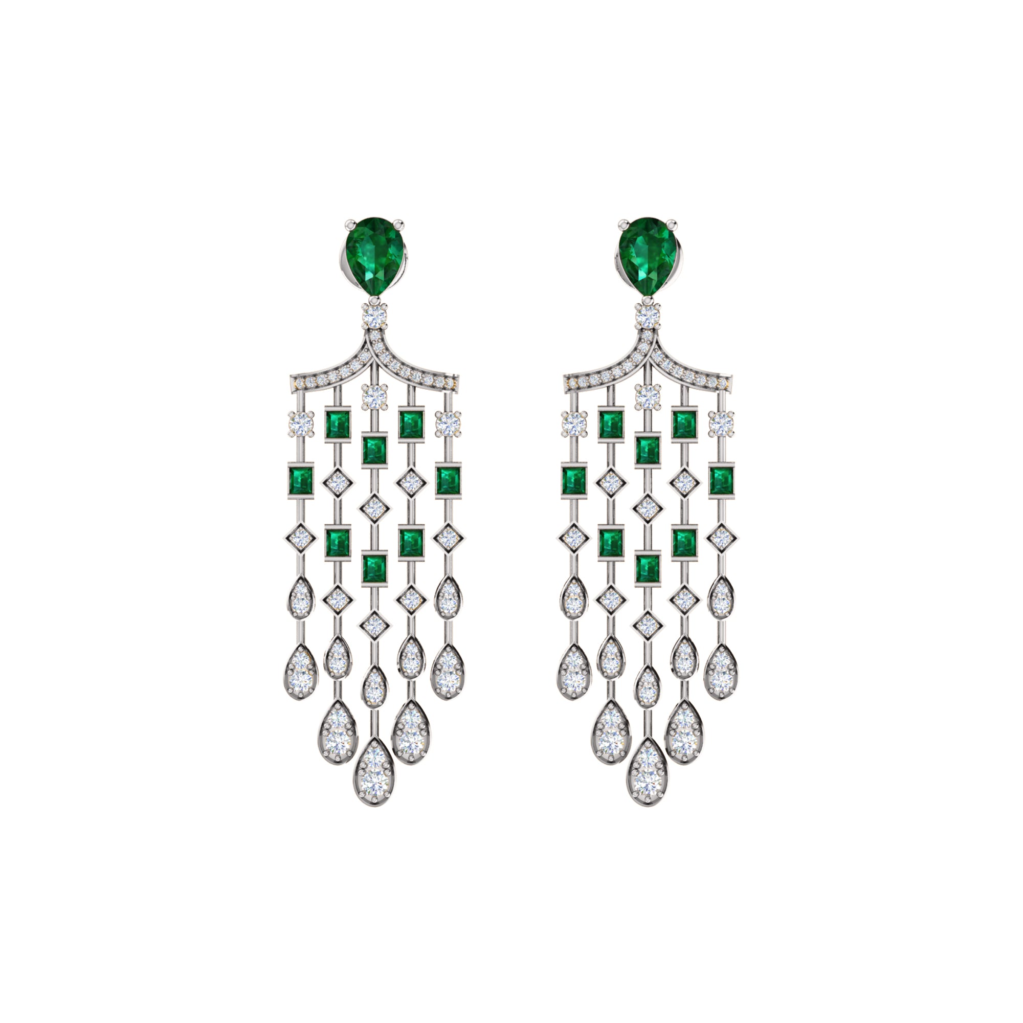 RKC 925 Sterling Silver Drop Dangle Halo Women Earring 14k Yellow Gold Over Wt 8.00 GM Height 51.00 MM