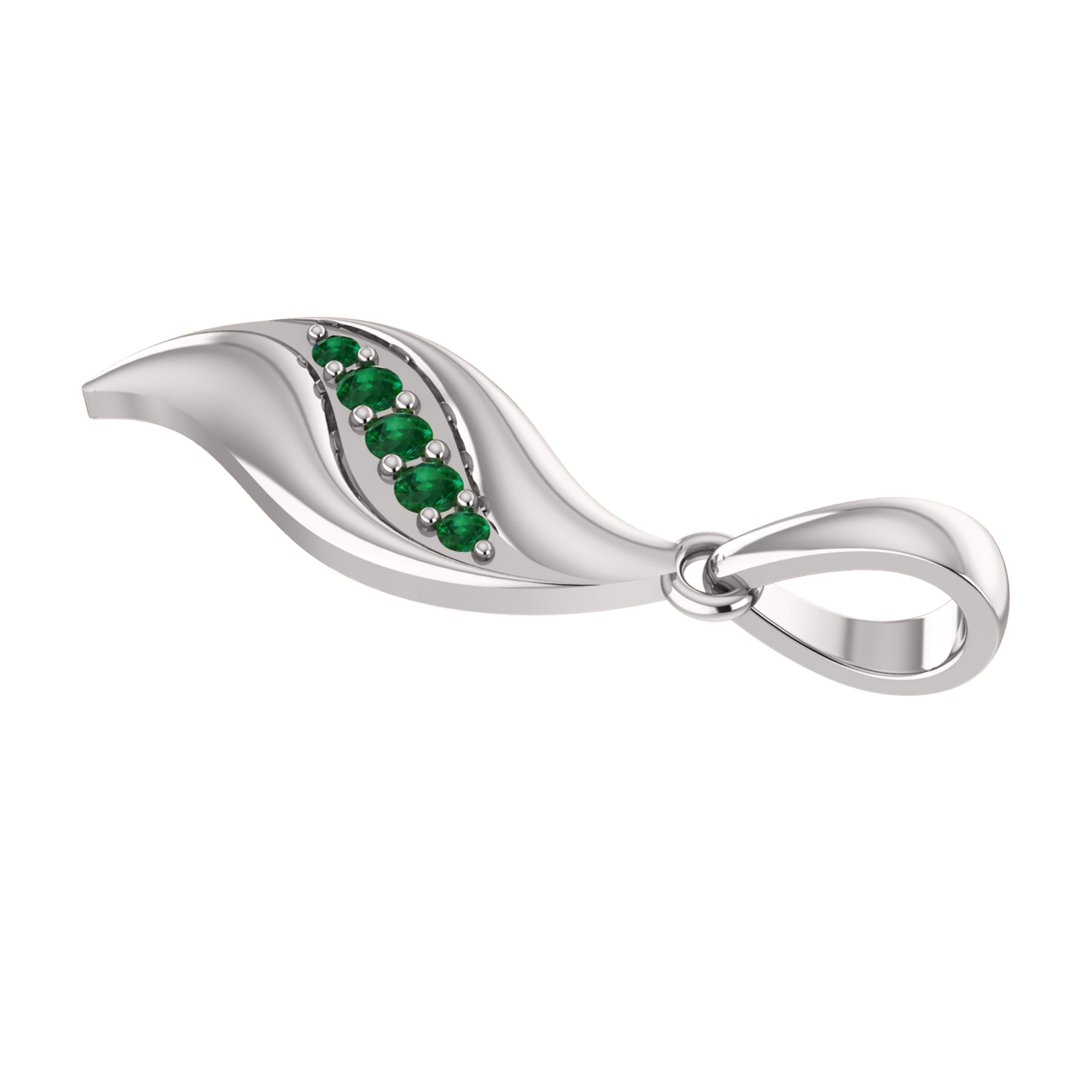 RKC 0.12Ct Emerald Charm Pendant 925 Silver Jewelry 14K Yellow Gold Plated Wt 4.20gm Height 27mm