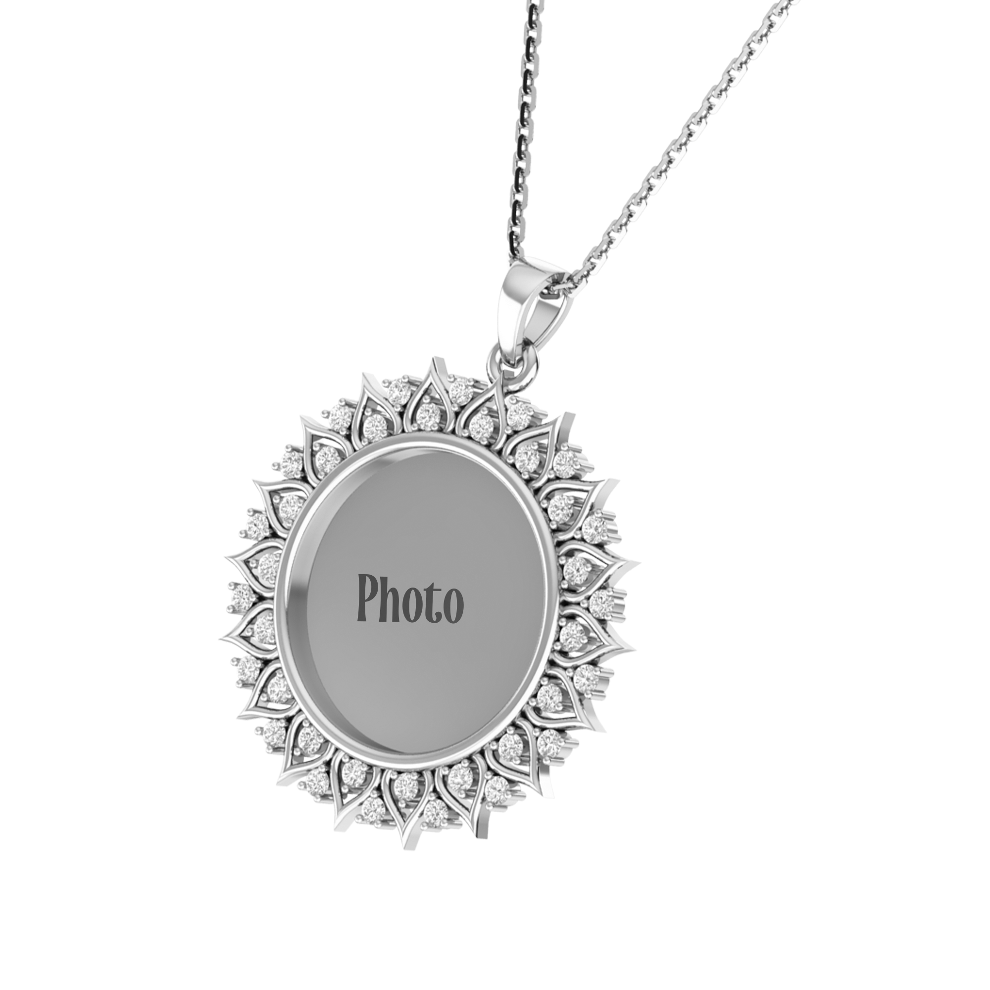 RKC Moissanite/ Cubic Zirconia Photo Pendant Necklace 14k Yellow Gold Plated Weight-6gm