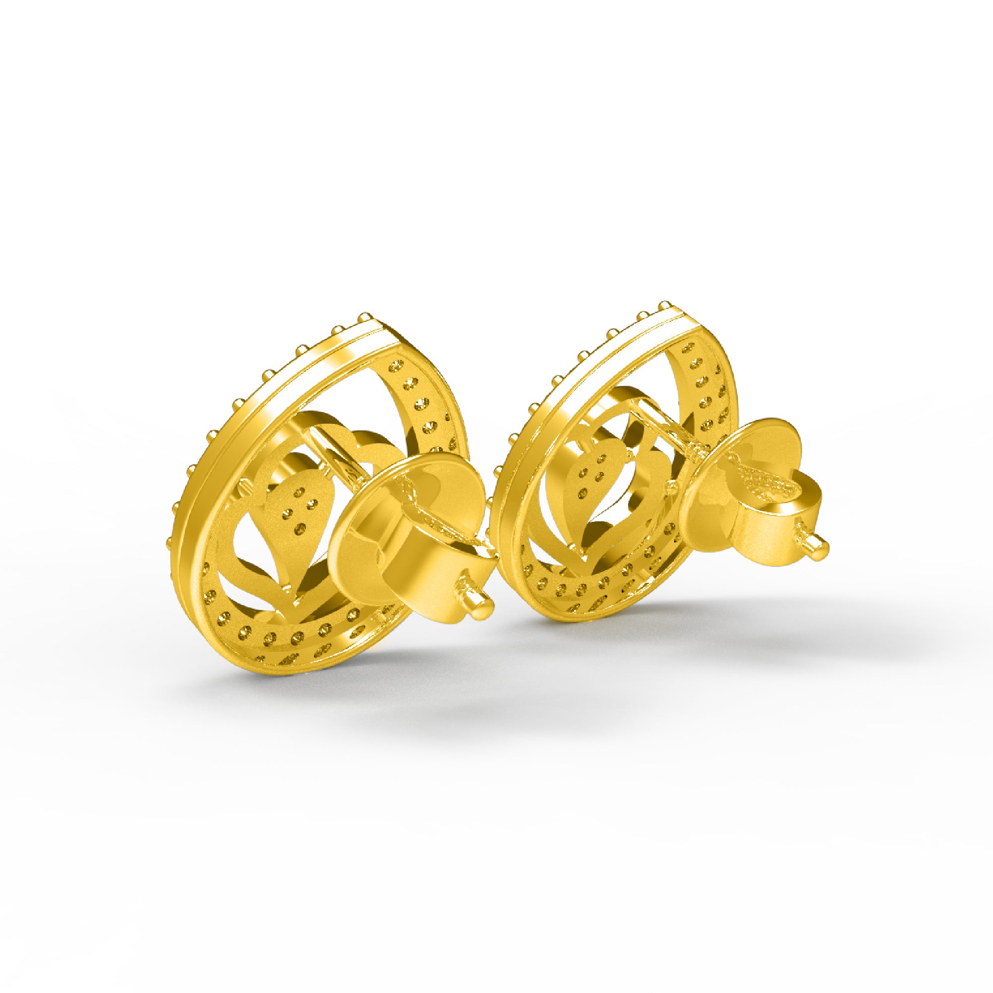 RKC стерлингового срэбра 925 пробы ў форме ліста Жаночыя штодзённыя завушніцы-гваздзікі 14k Rose over Product Вага 1,80 GM Вышыня 12,00 мм