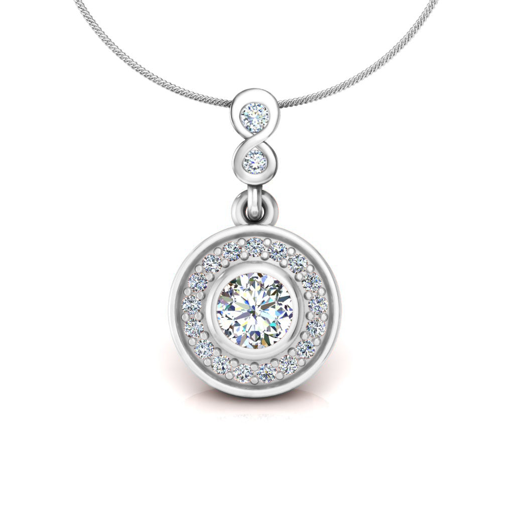 RKC সিলভার হ্যালো 0.55 CT ময়সানাইট রাউন্ড উইমেন দুল 925 সিলভার Wt 2.8 গ্রাম উচ্চতা 15 মিমি