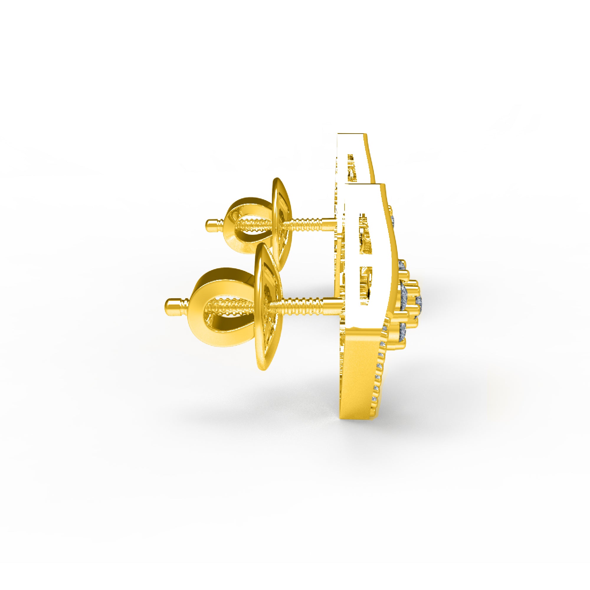 RKC 925 Sterling Silver Open Square Stud Women Earring 14k Rose Over 2.00 Gm Height 11.20 MM