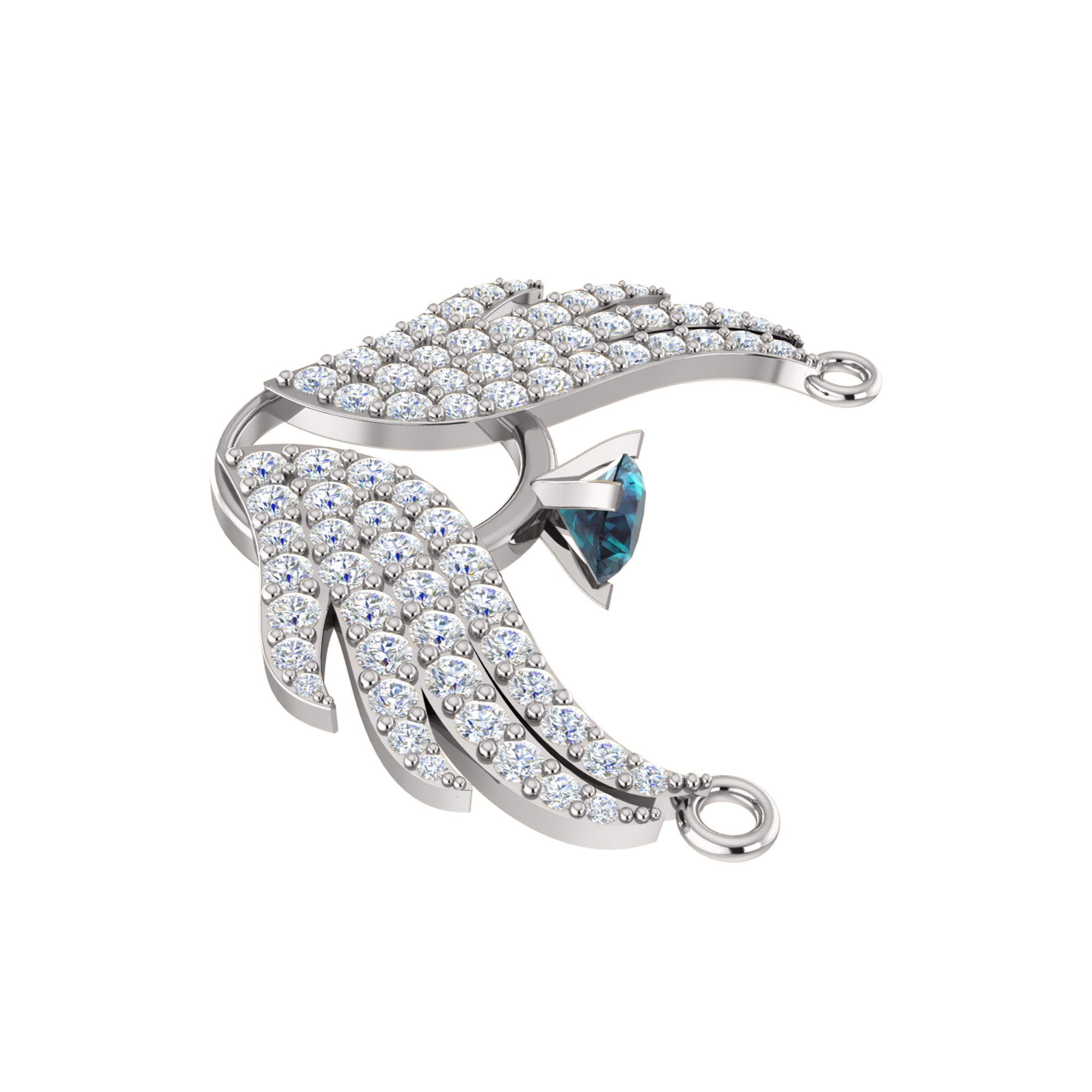 RKC 1.05Ct ფრთის გულსაკიდი 925 ვერცხლის სამკაულები 14K ყვითელი ოქროთი მოოქროვილი Wt 5.60გმ სიმაღლე 17.20მმ