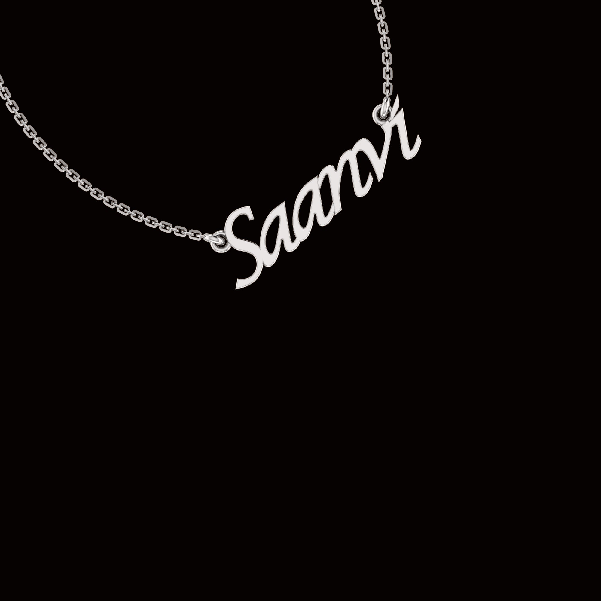 RKC Customised Any Name Pendant 925 Sterling Silver 14K Rose Gold Plated Wt 3.40 GM Height 9.55 MM