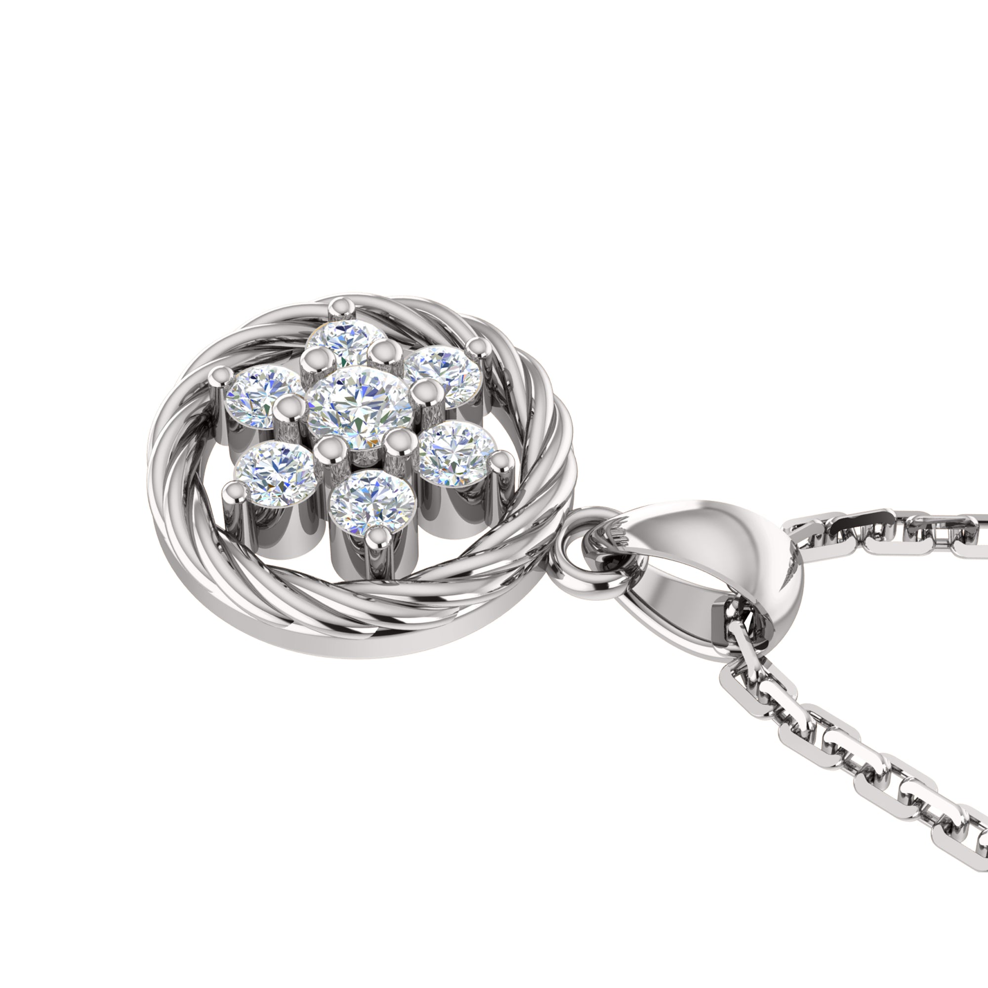 RKC 0.25Ct मॉइसॅनाइट फ्लोरल पेंडंट 925 चांदीचे दागिने 14K पिवळा सोन्याचा मुलामा असलेला Wt 3.80gm उंची 16.50mm