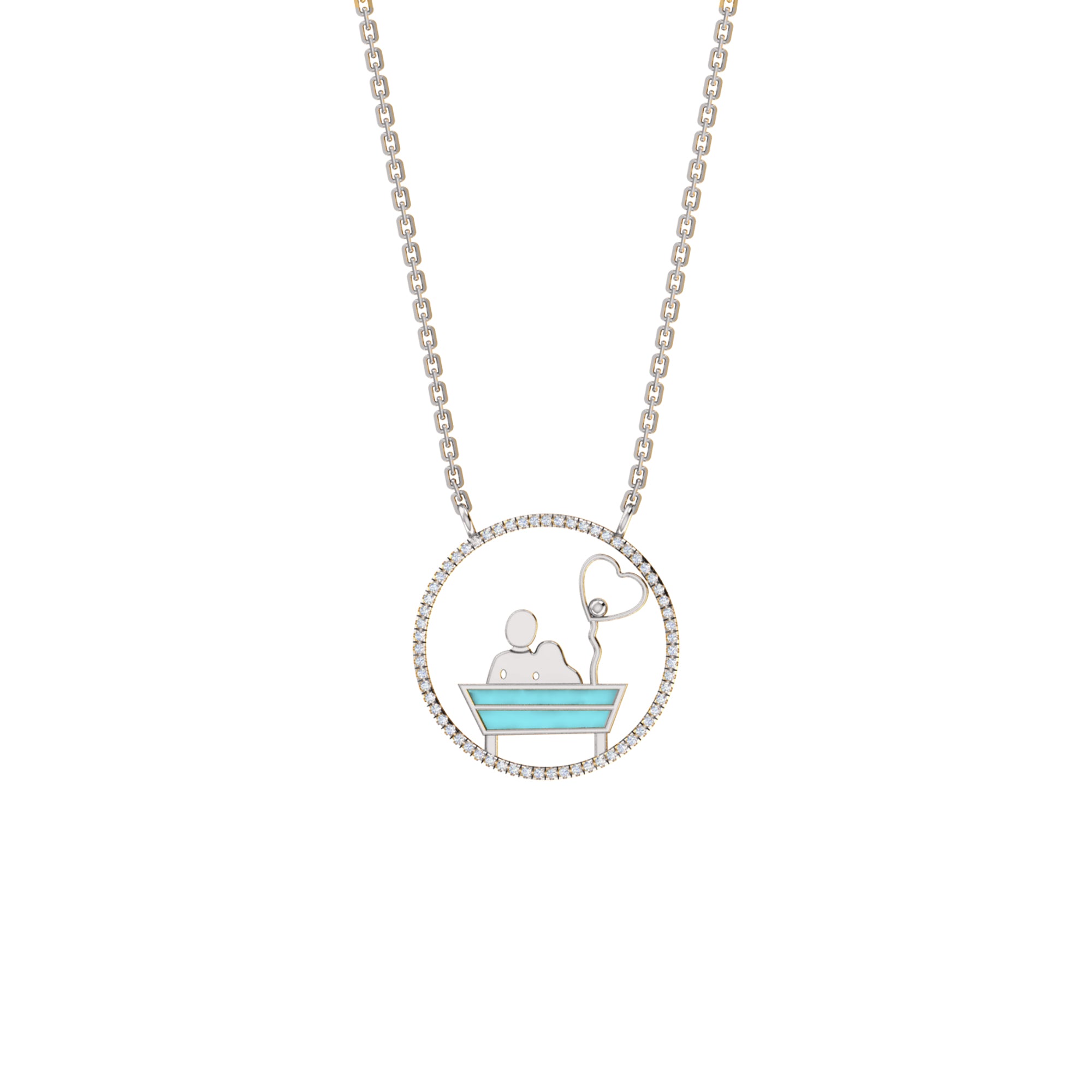 RKC 0.16Ct 모이사나이트 에나멜 펜던트 925 실버 주얼리 14K 로즈 골드 도금 제품 무게 3.80gm 높이 20.00mm