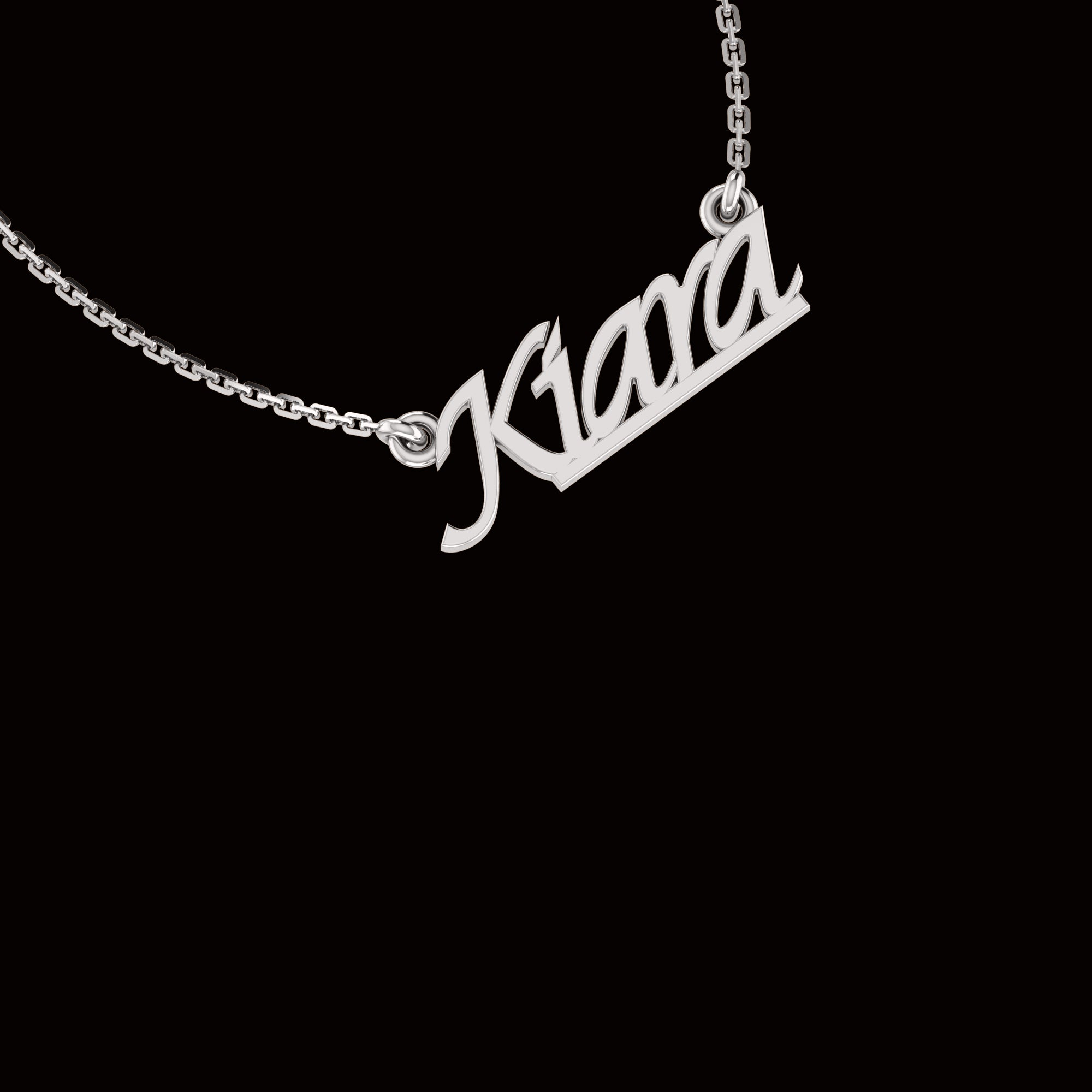 RKC Customised Any Name Pendant 925 Sterling Silver 14K Yellow Gold Plated Wt 3.50 GM Height 9.40 MM